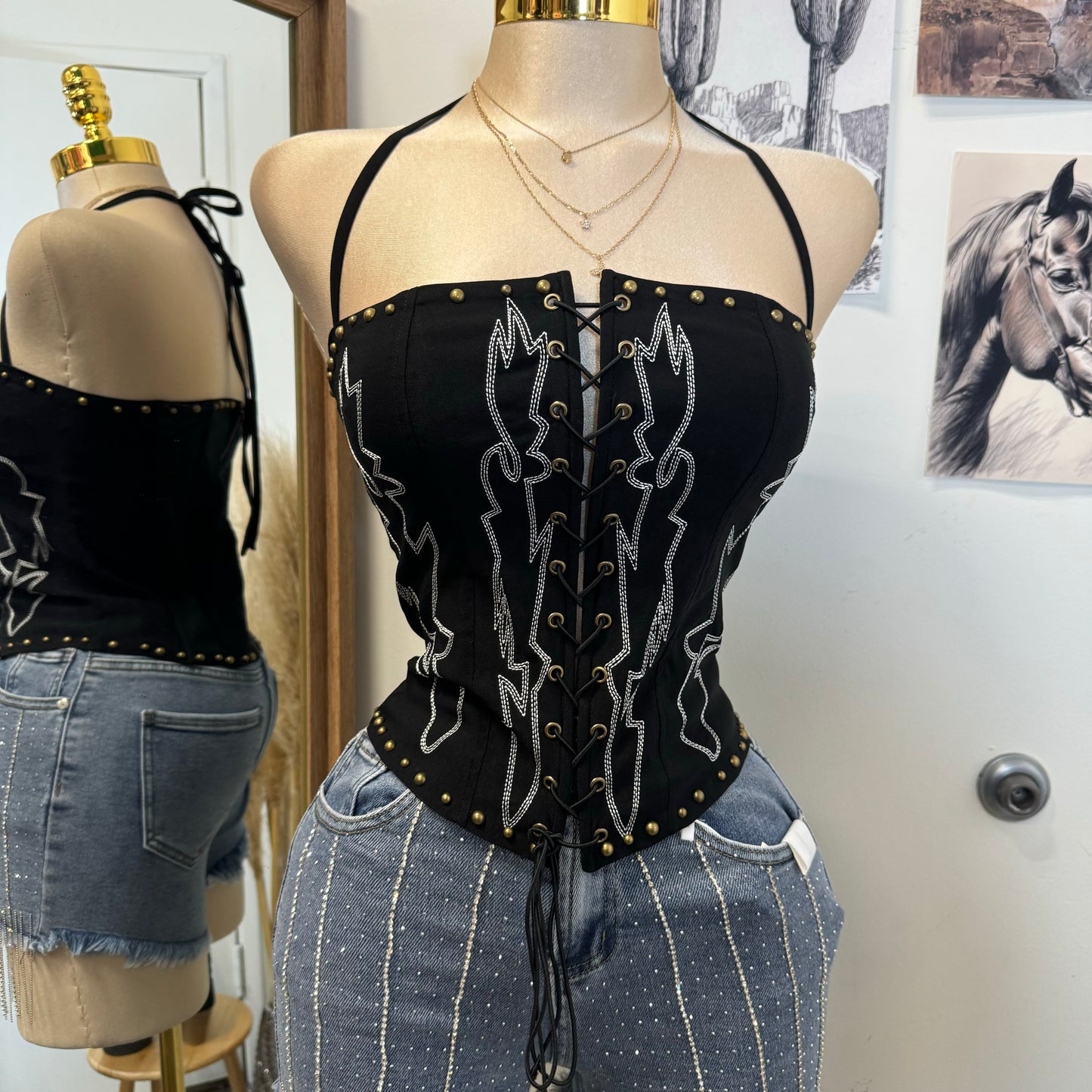4218 Corset Top-Black