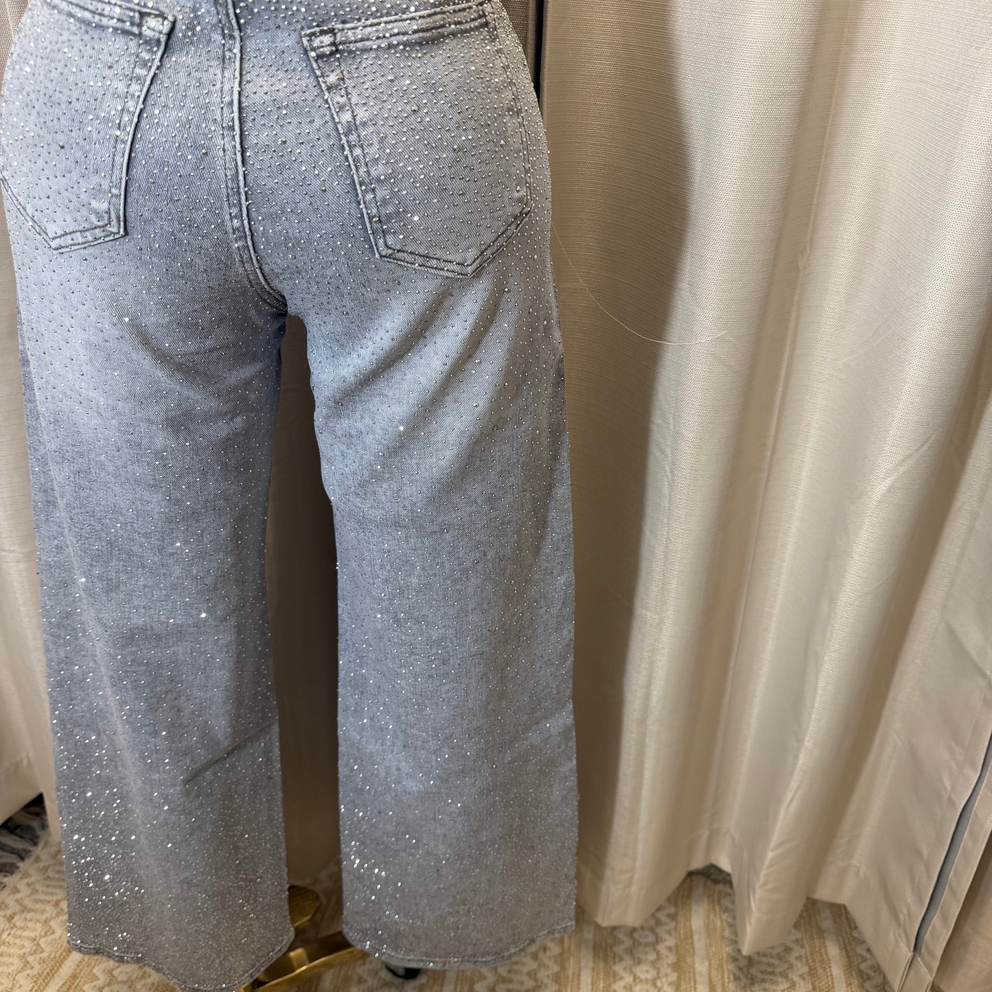 TQM Rhinestone Jeans-Gray
