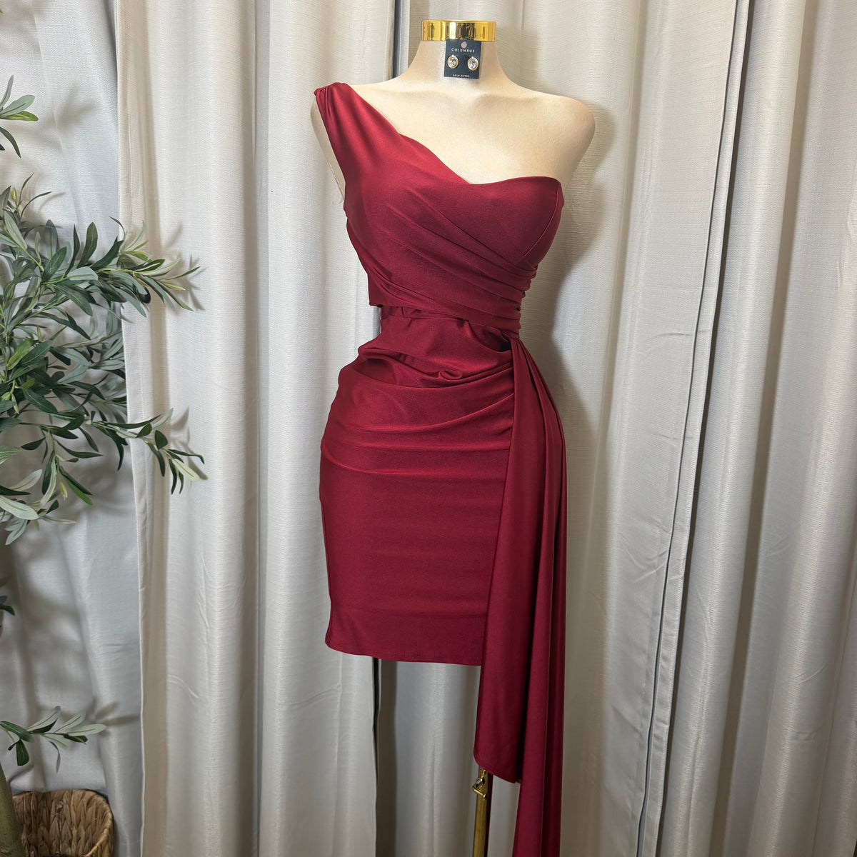 One shoulder Scarf-Burgundy