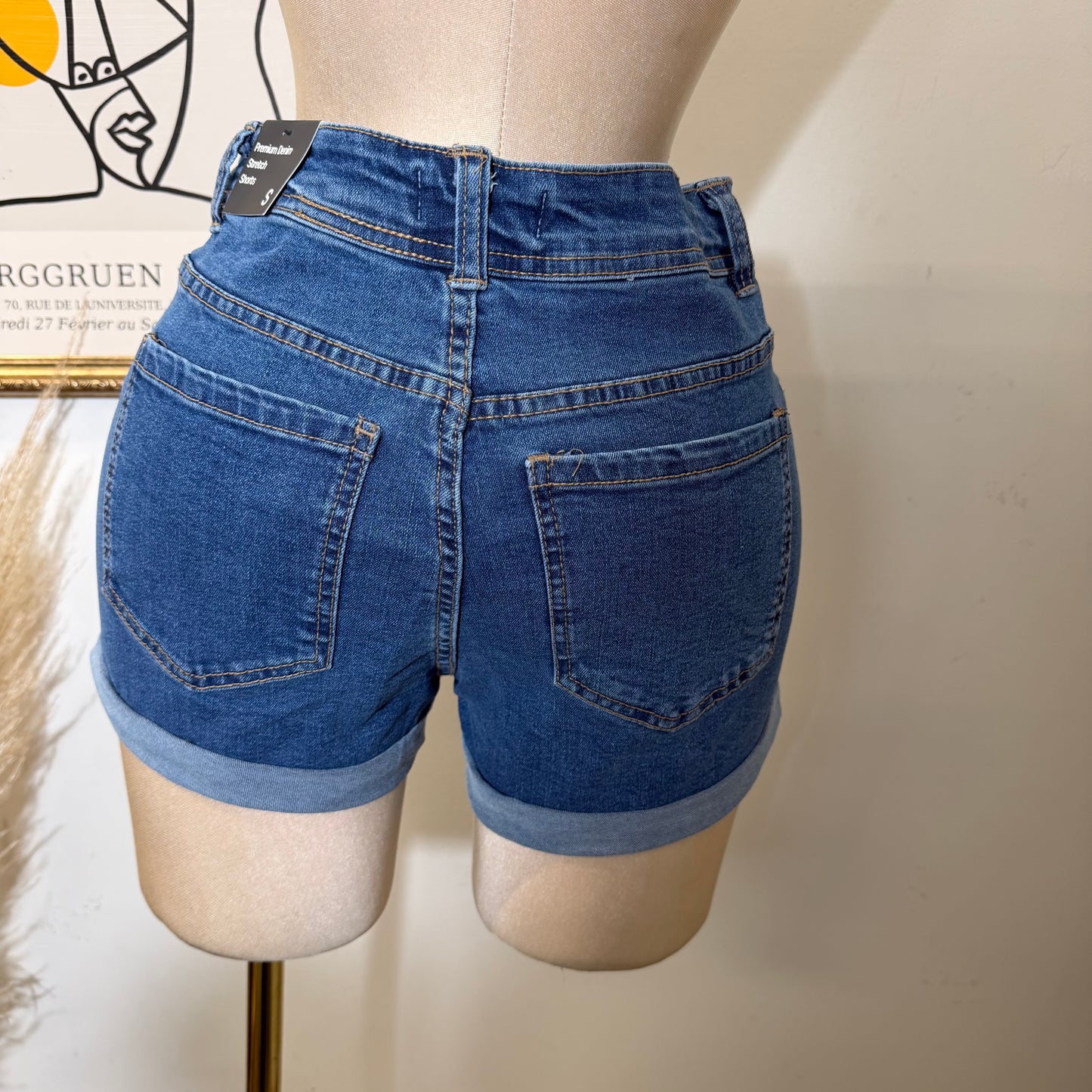 Denim Mini Shorts -LT Blue