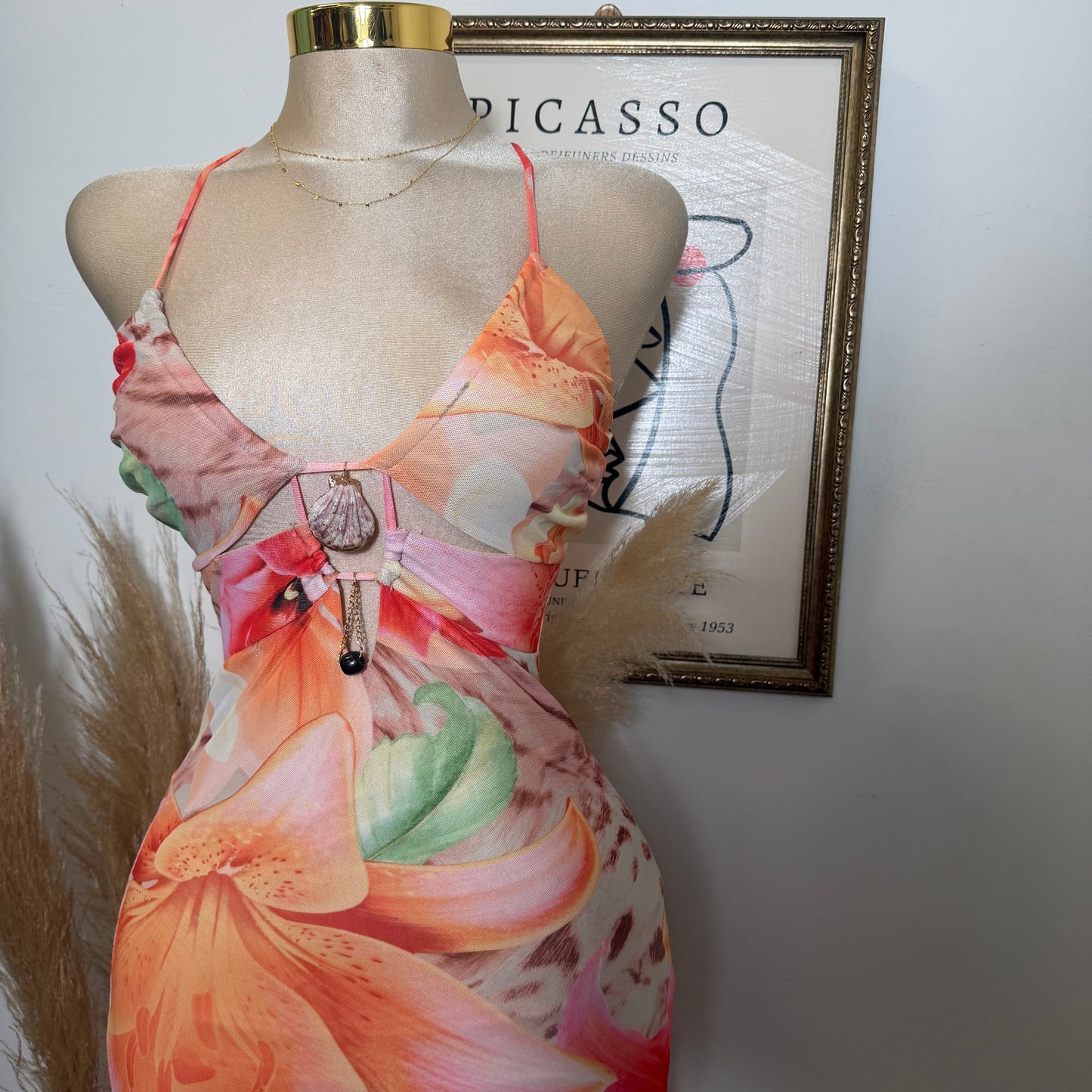 Tropicoqueta Mesh Dress-Peach