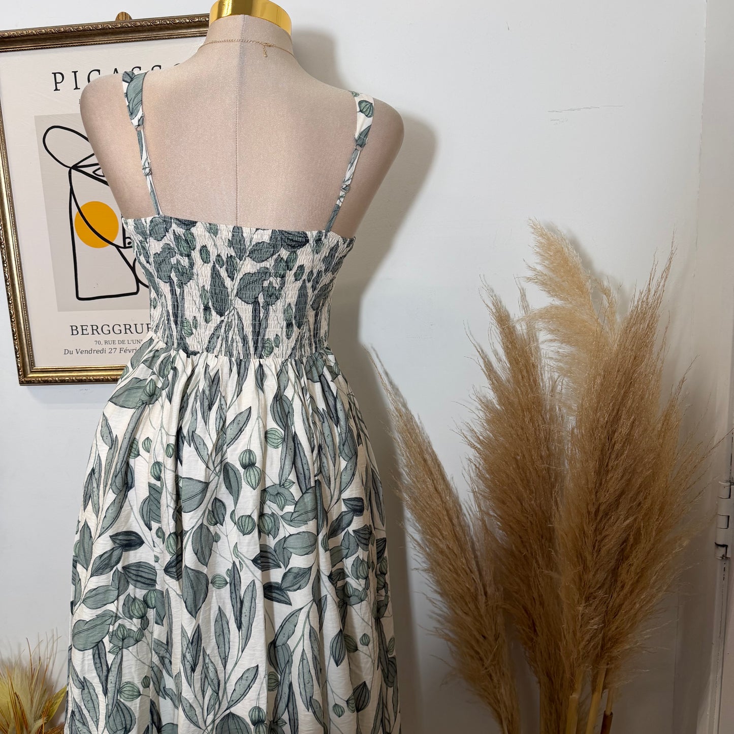 Picnic Corset Midi Dress-Sage Green