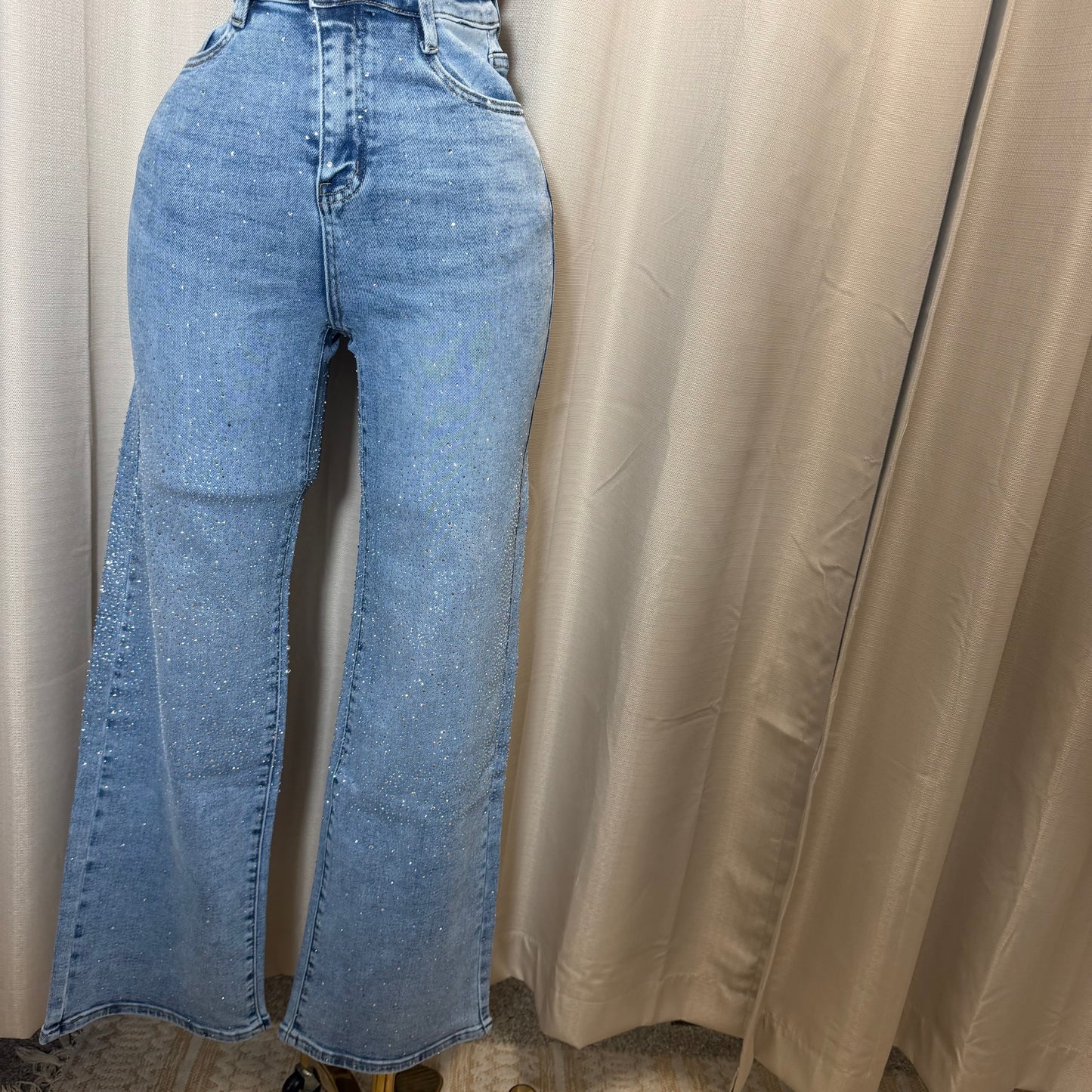 TQM Rhinestone Jeans-Blue