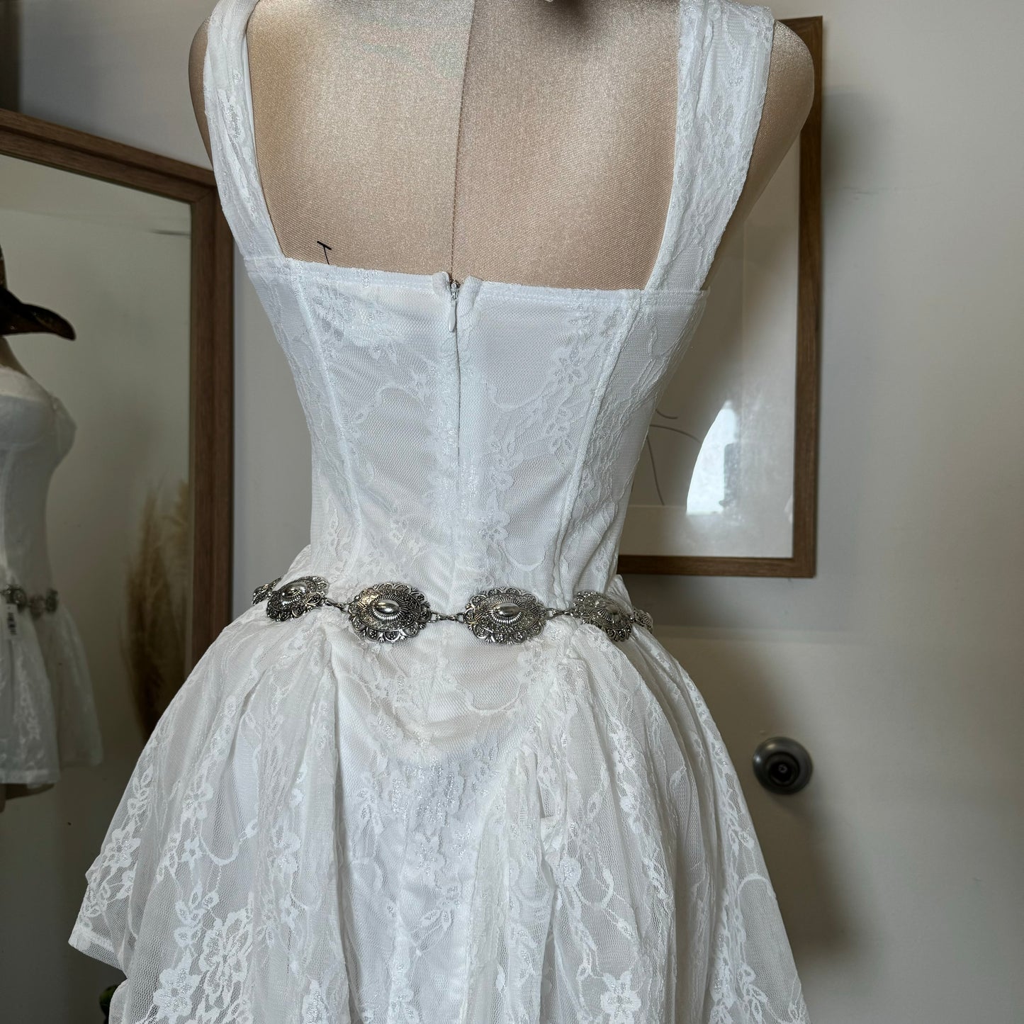 Miriam Lace Mini Dress-White