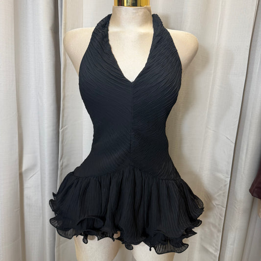 Halter Flare Dress-Black