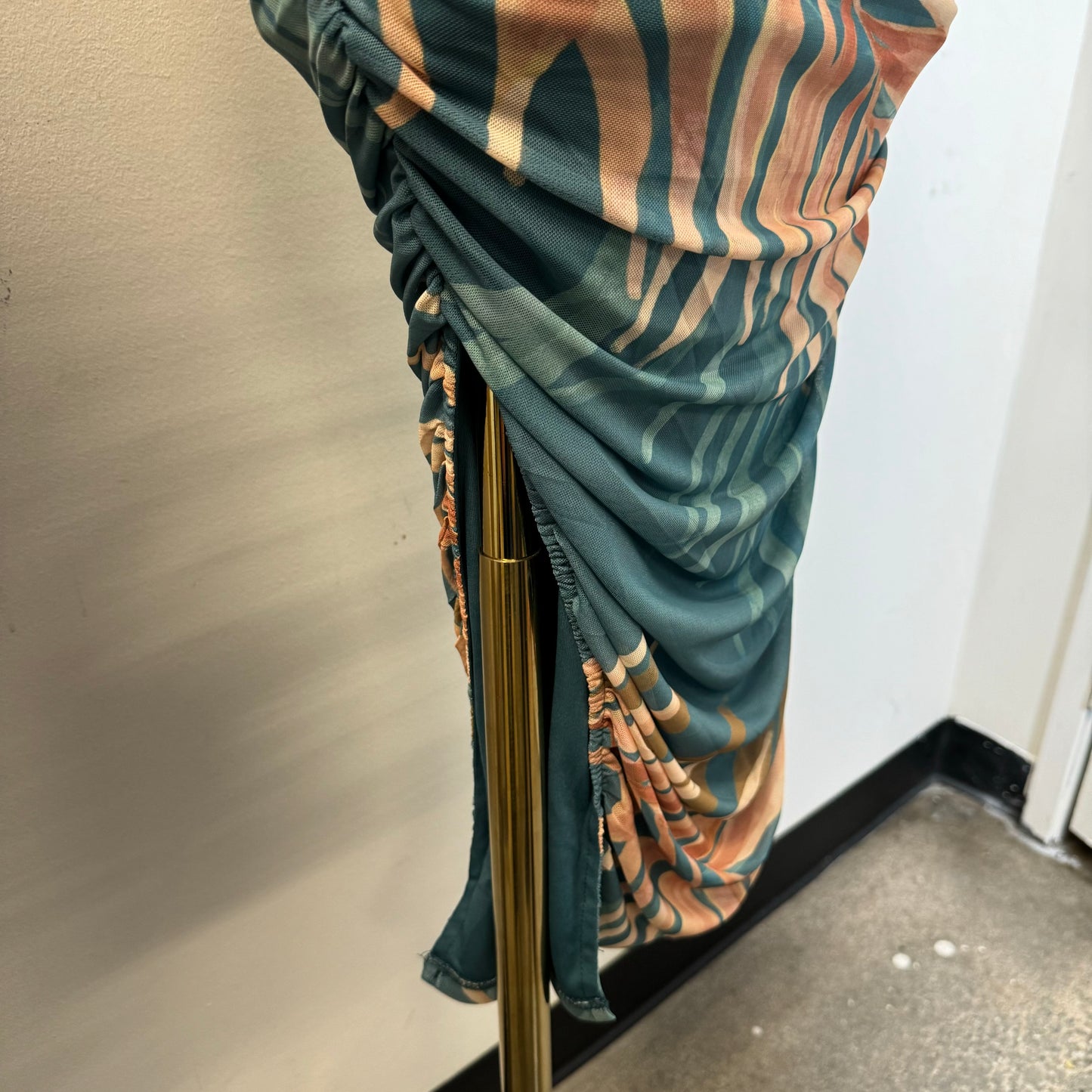 Favy Ruched Midi Dress-Teal