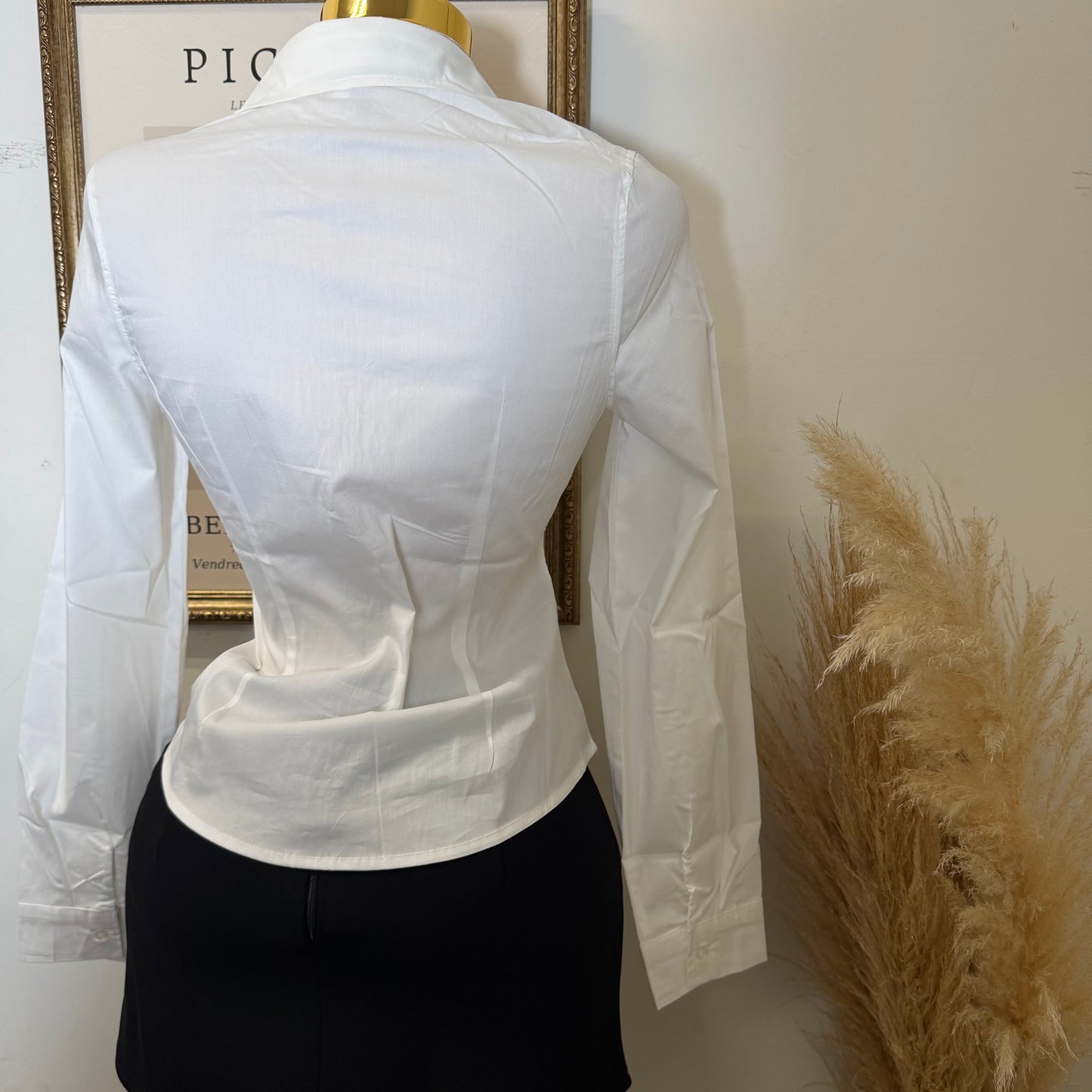 Long Sleeve Fitted Shirt-White
