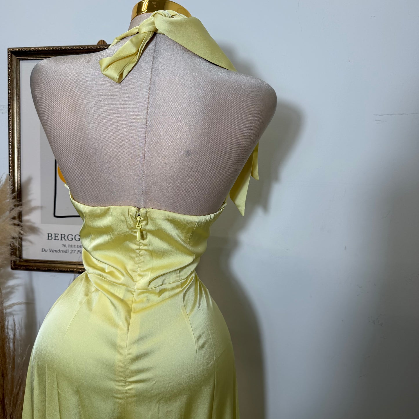 Cowl Halter Neck Wide Leg Jumpsuit-Baby Yellow