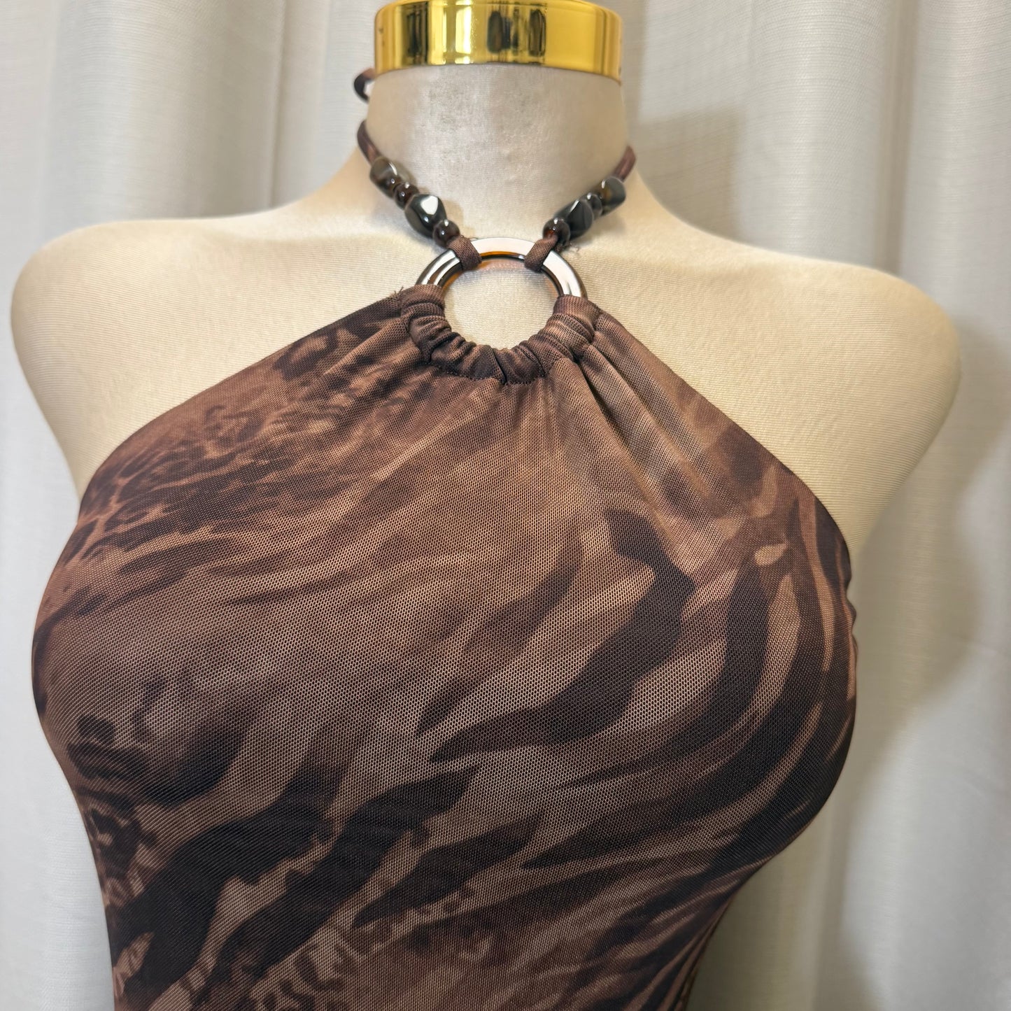 Halter Leopard Dress-Brown