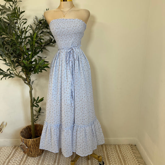 Strapless Maxi Dress-Baby Blue