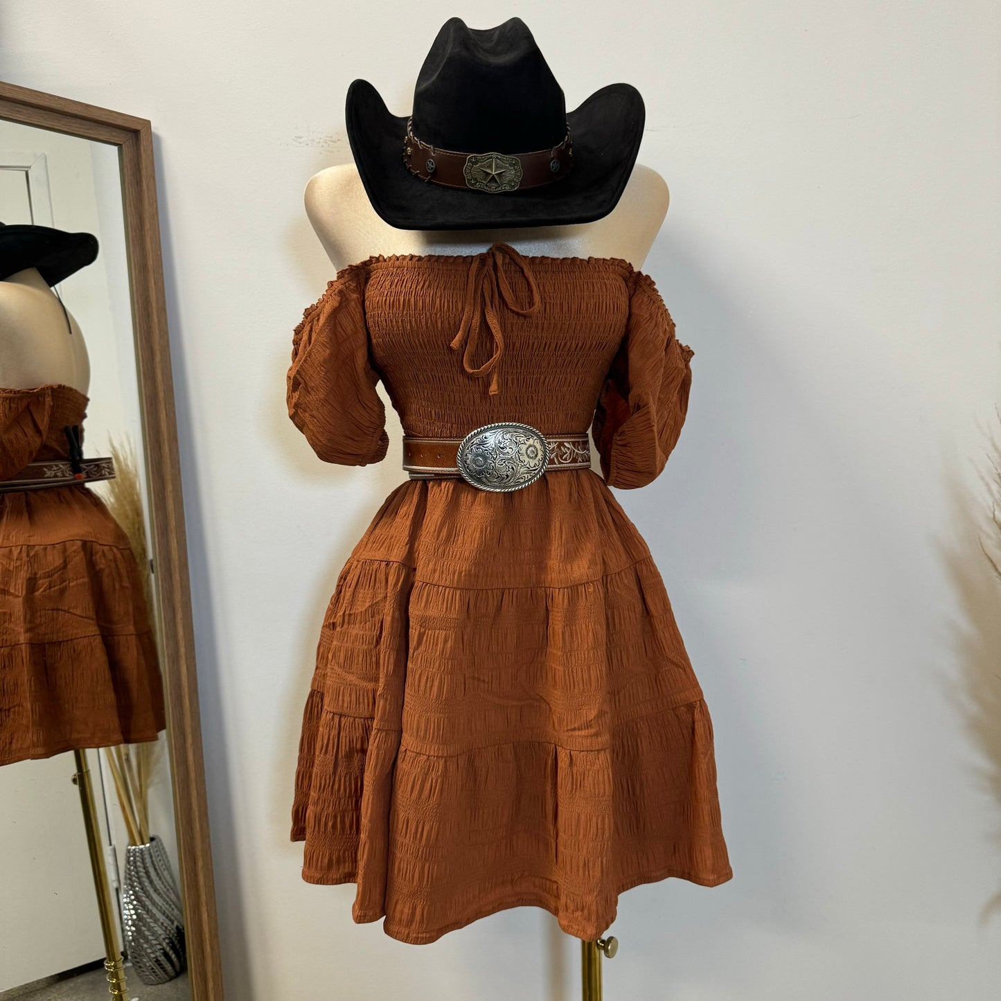 Vaquerita Dress-Rust
