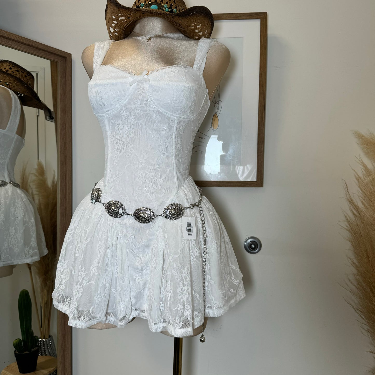 Miriam Lace Mini Dress-White