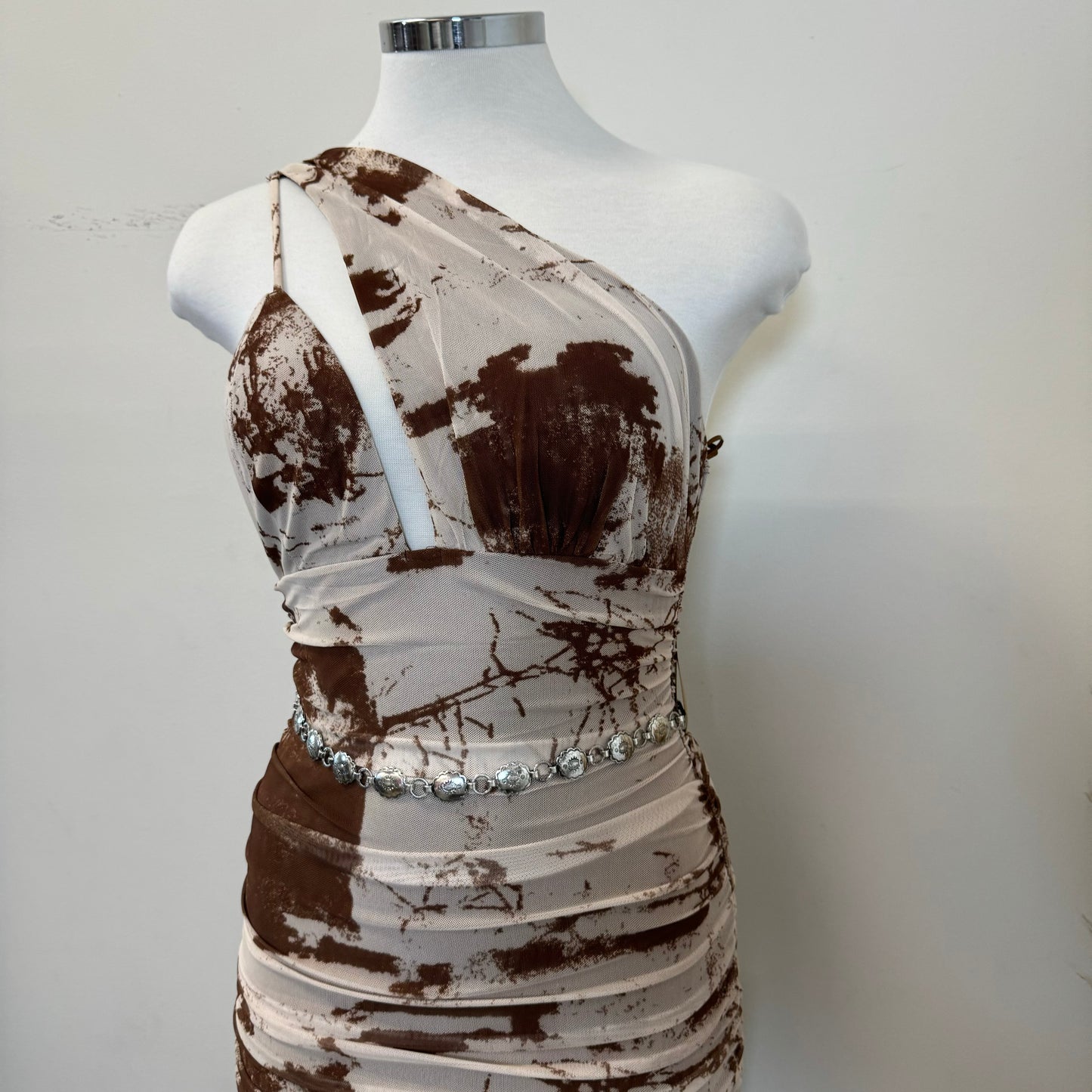 Azari Dress-Brown/white