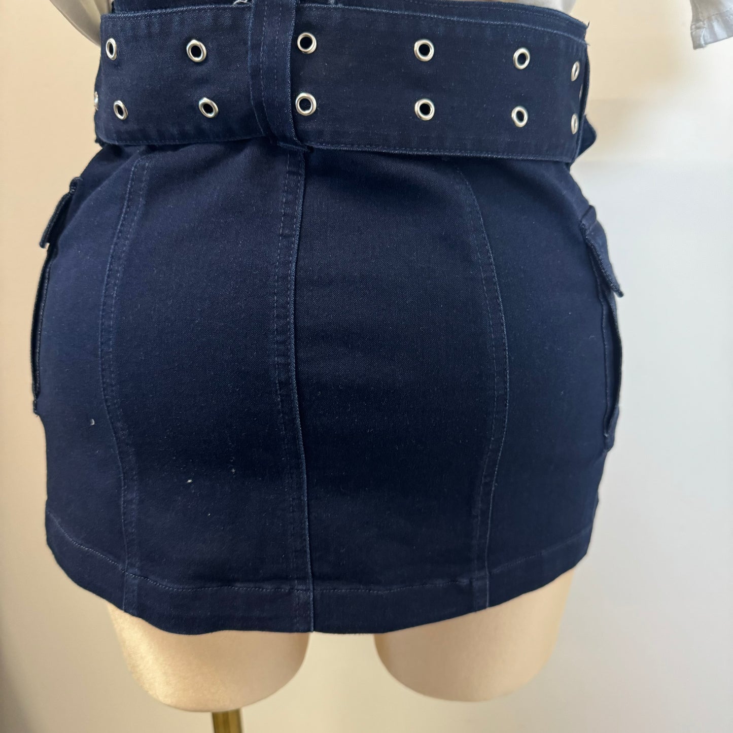 Alicia Cargo Denim Skirt-Indigo