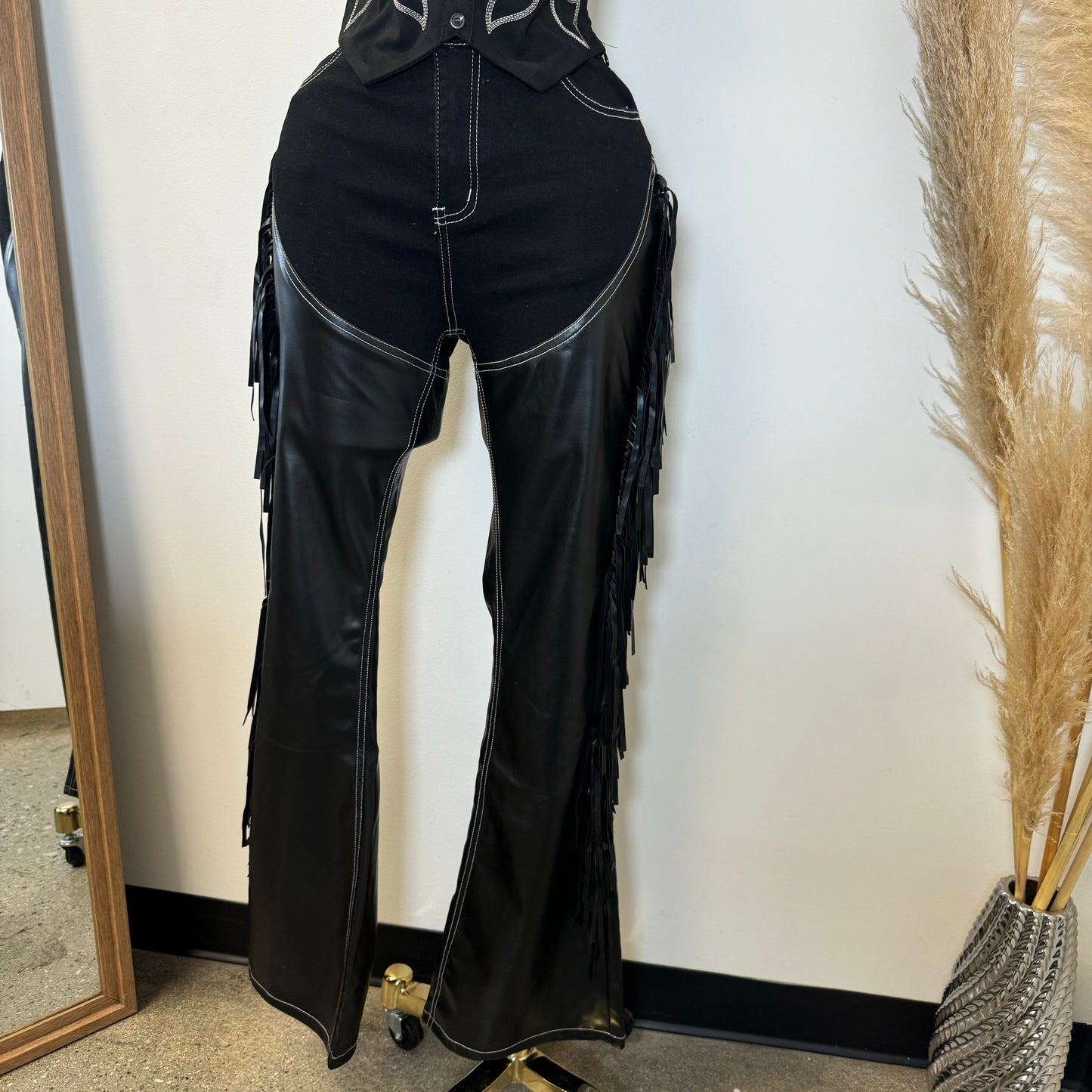 Chaps Fringe Pants -Black