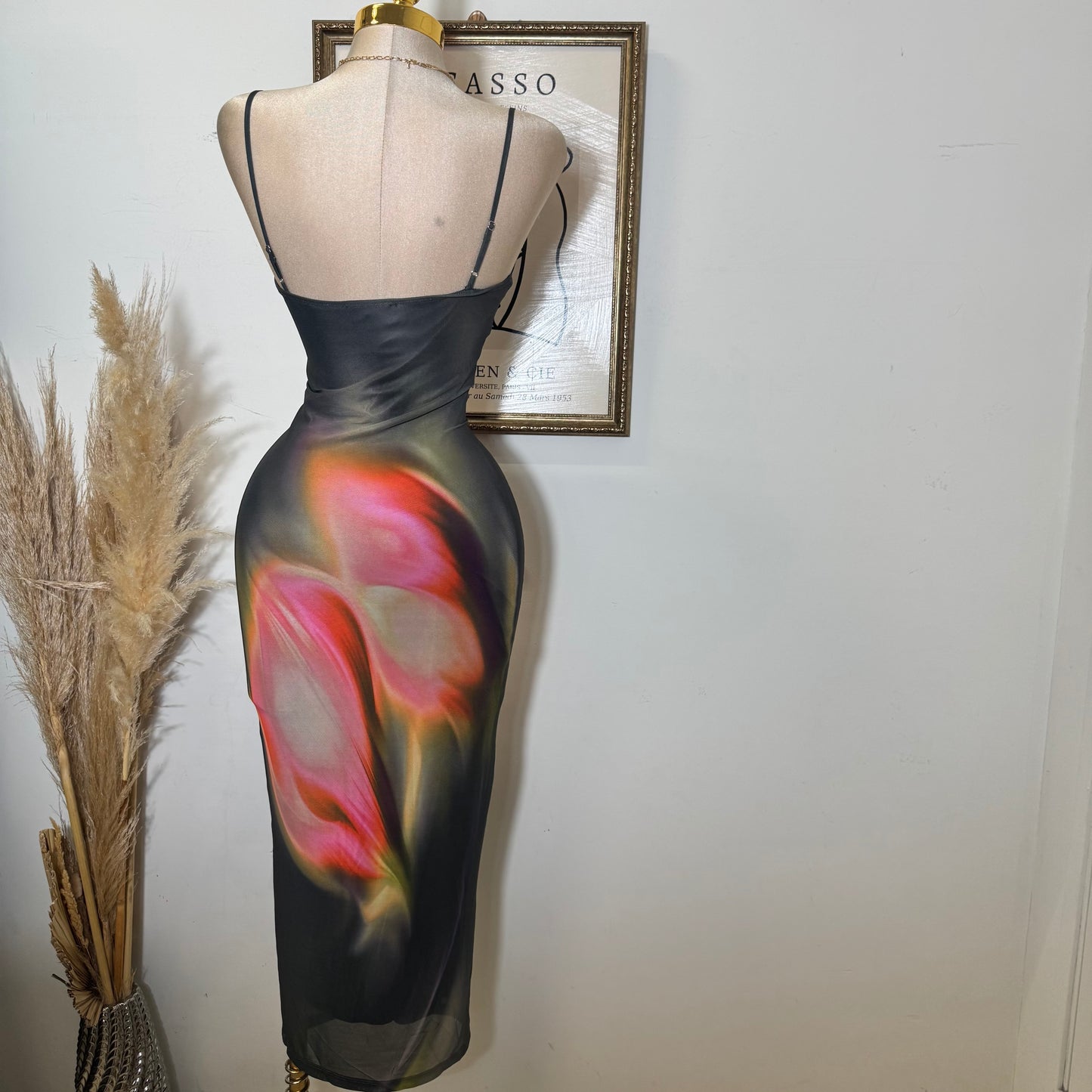 Multicolor Lace Trim Bodycon Midi Dress-Olive