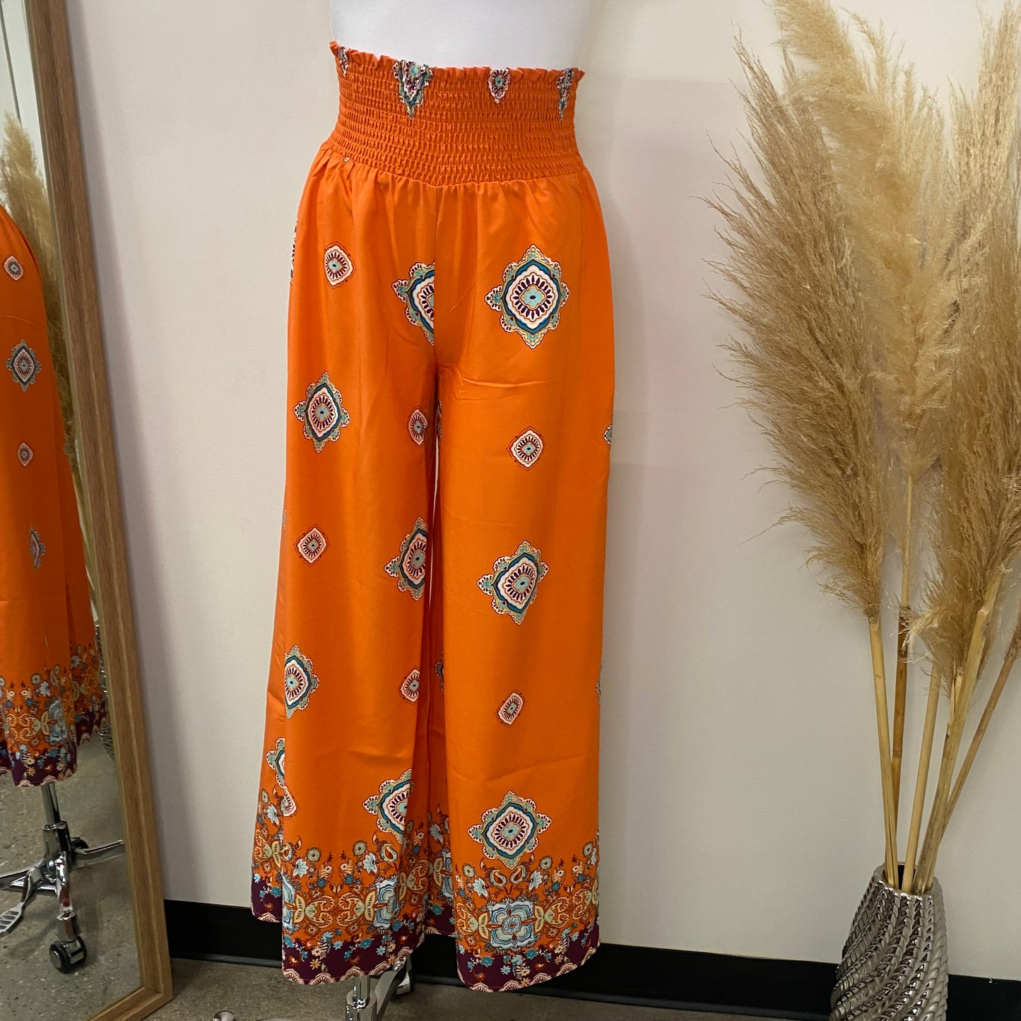 Mika Wide Leg Pants-Orange