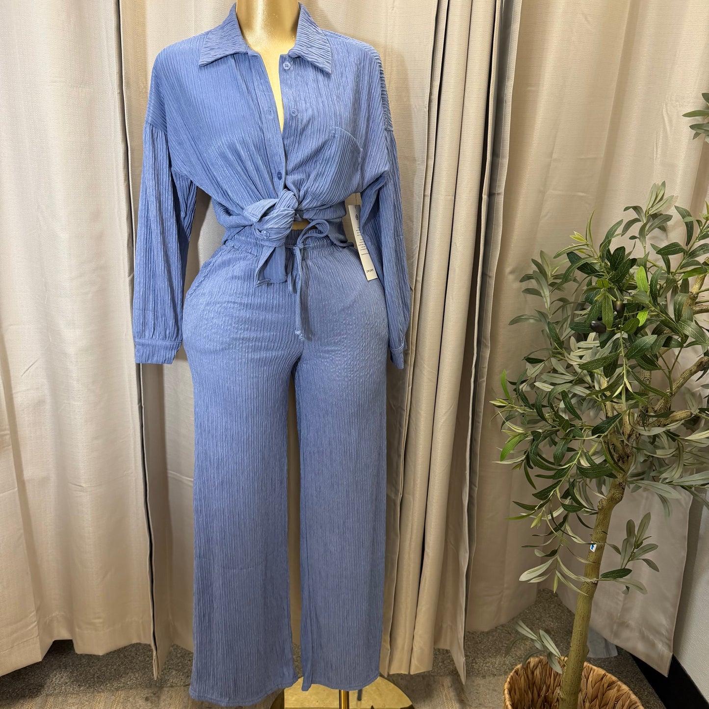 Long sleeve Pant Set-Baby Blue