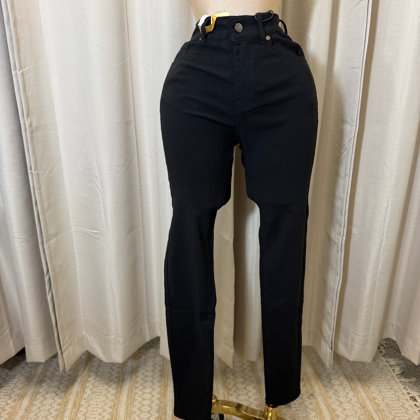 Skinny Stretchy High waisted pants-Black