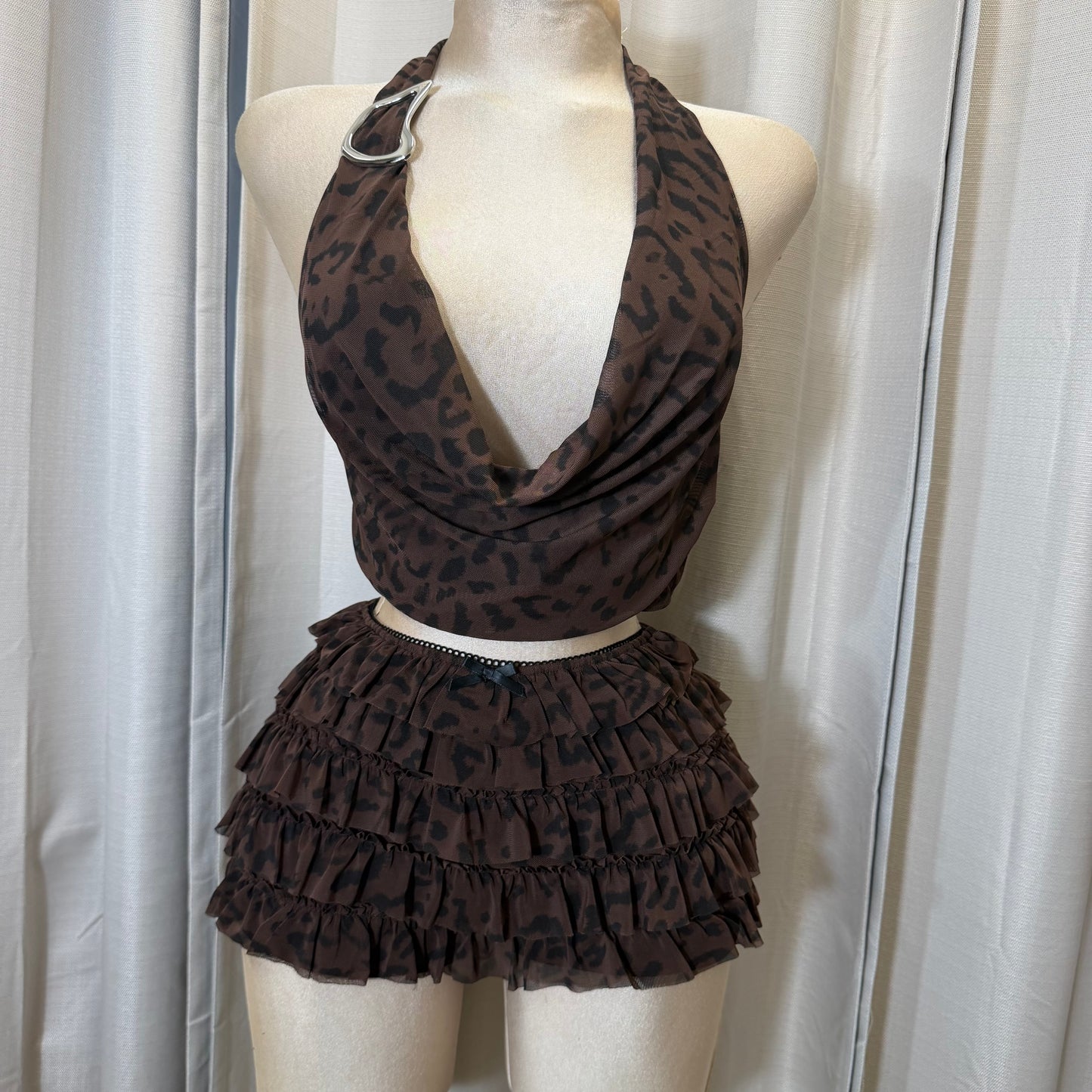 Halter Top And Short Set-Leopard