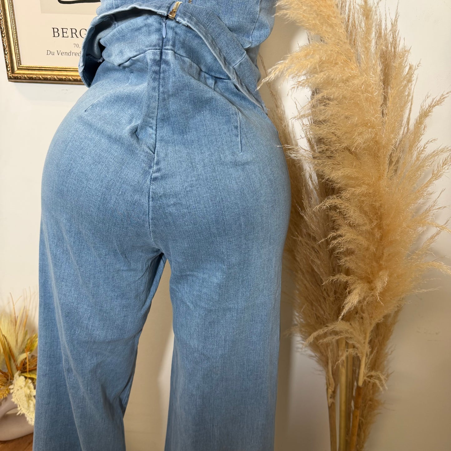Strapless Denim Pant Set-Light Blue