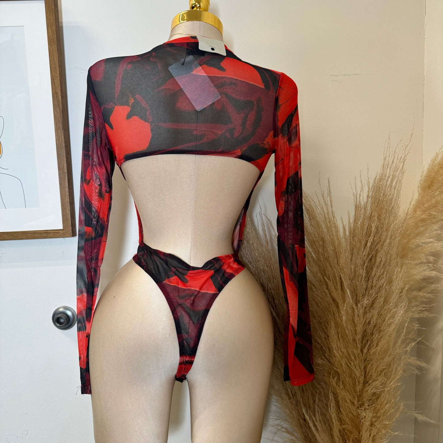 Open Back Bodysuit-Burgundy