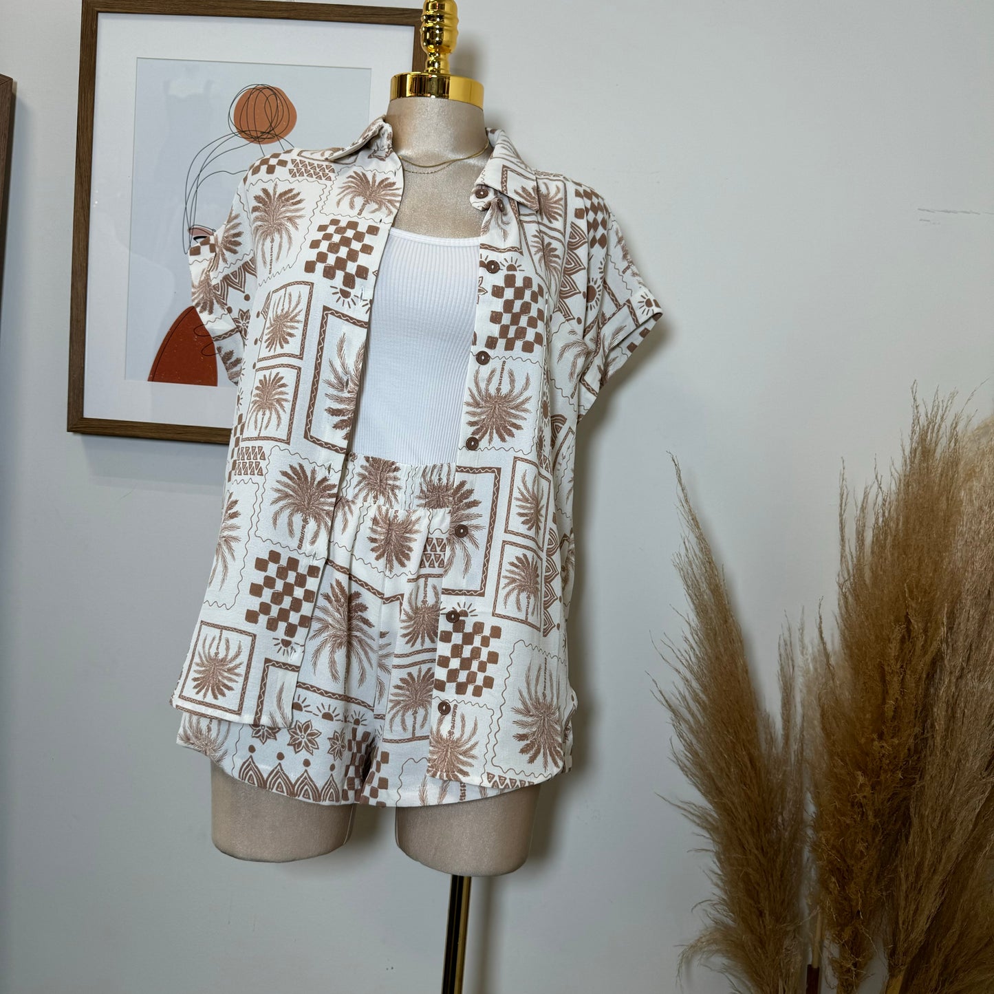 Cancun Short two piece set-Beige