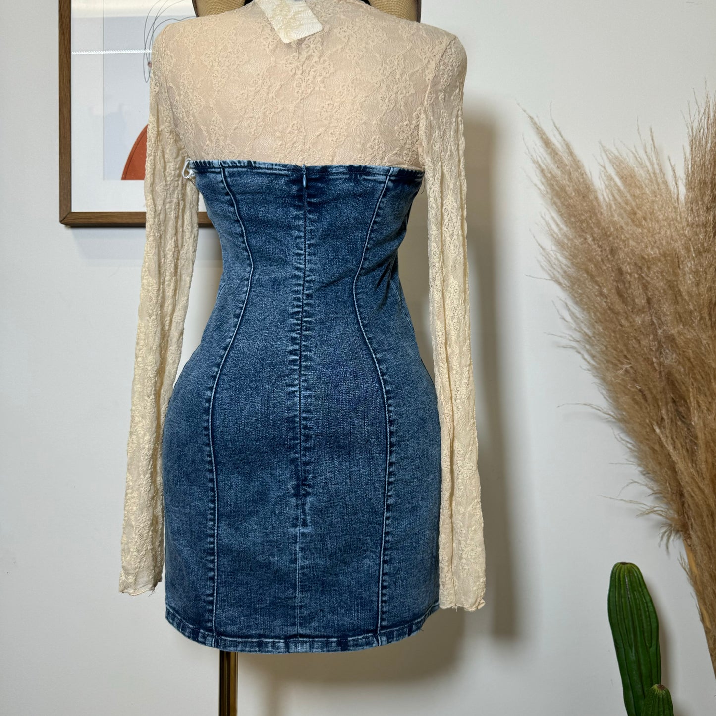 Denim Tube Mini Dress-Denim