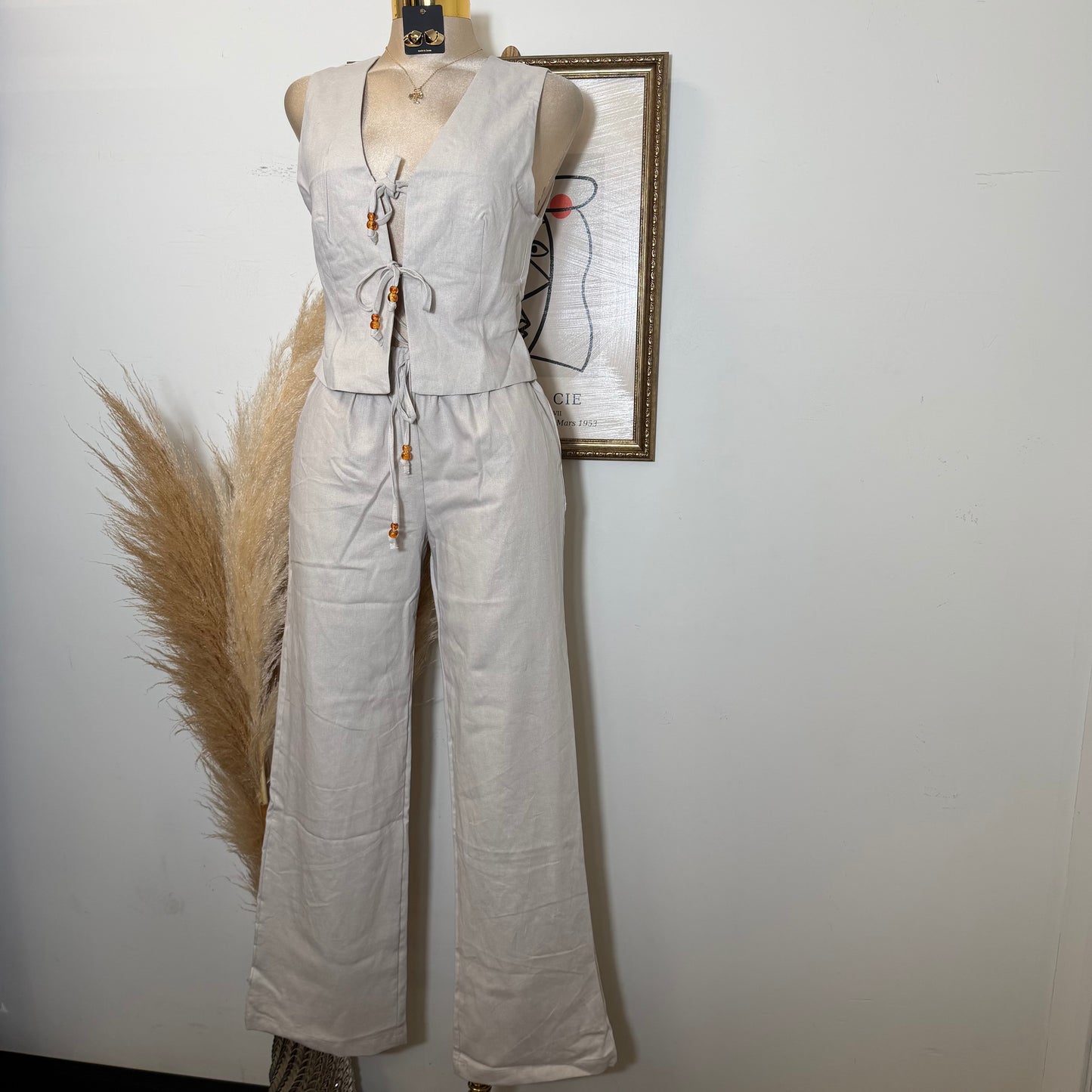 Knot Pant Set-Natural