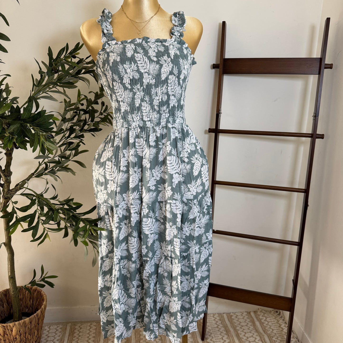 Curvy Summer Dress-Green