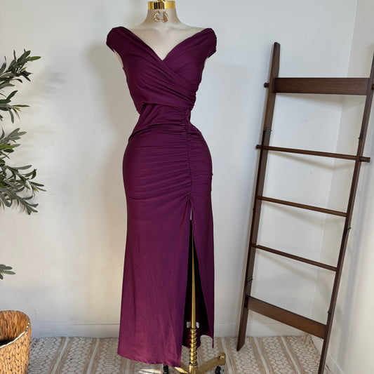 Off Shoulder Gala Dress-Purple