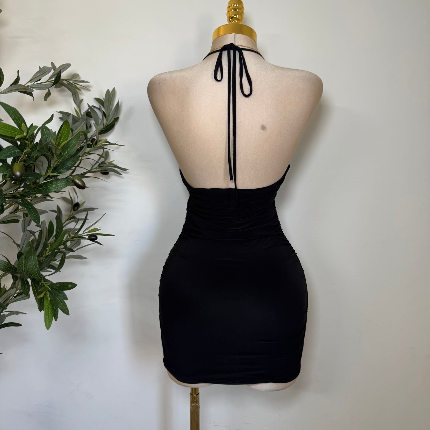 Cowl Double Layered Dress-Black