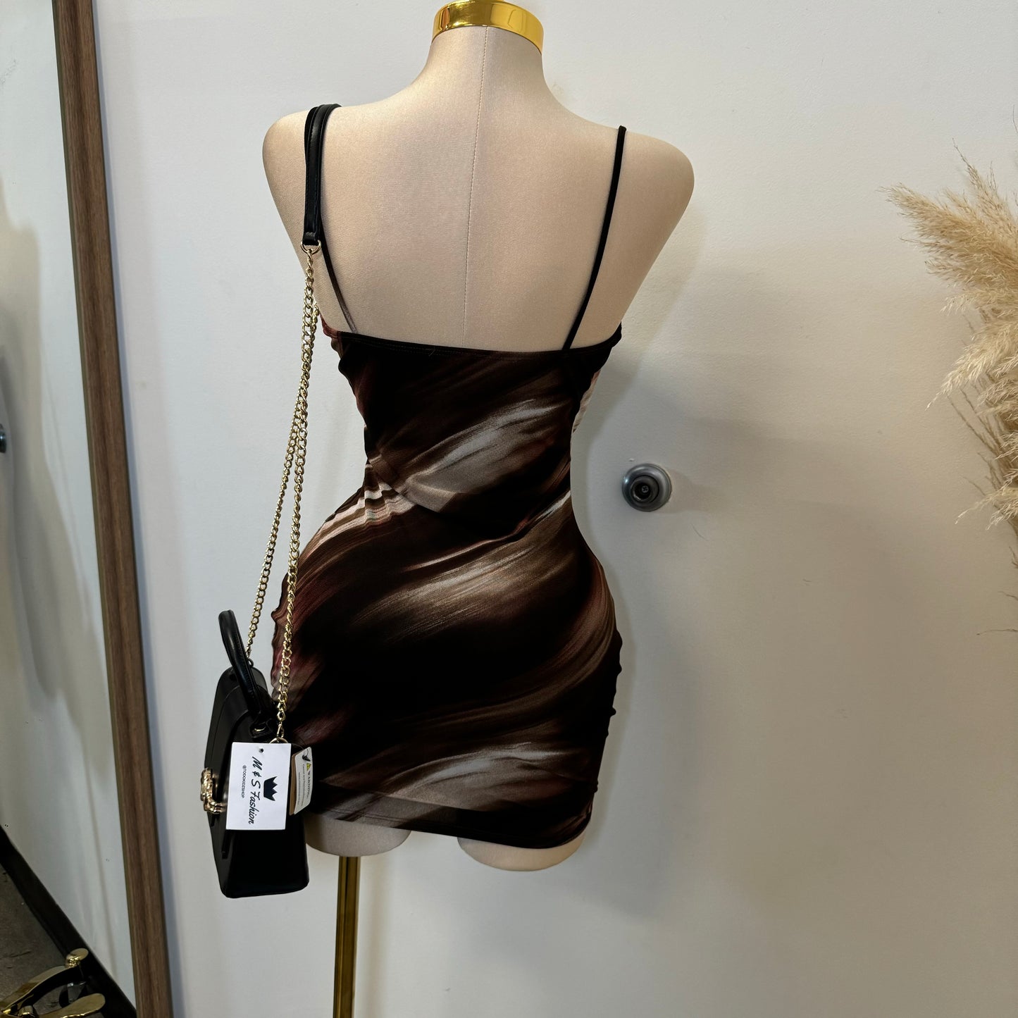 Mocha Dress-Brown/Black