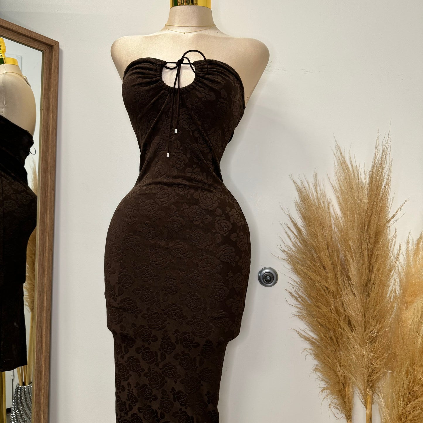 Alerth Tube Mini Dress-Brown