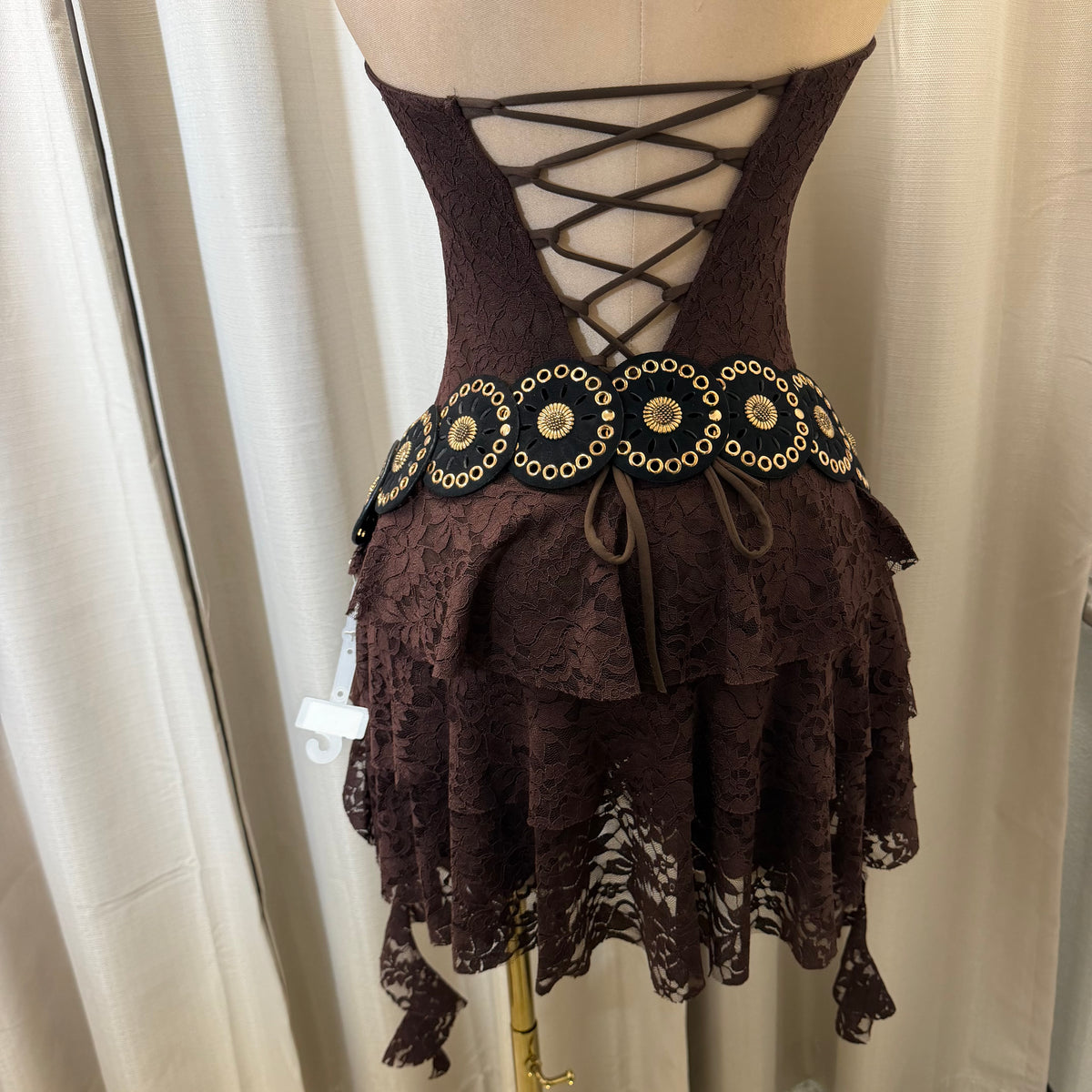 Corset Lace detail Romper-Brown