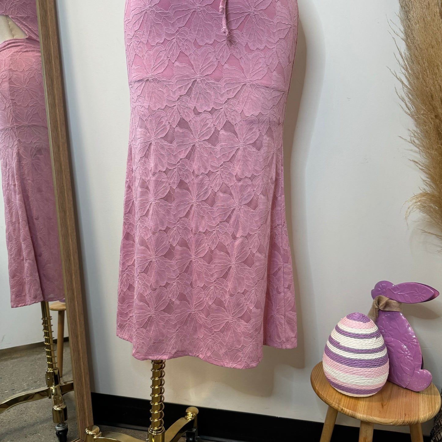 Tie Front Open Back Maxi Dress -Pink