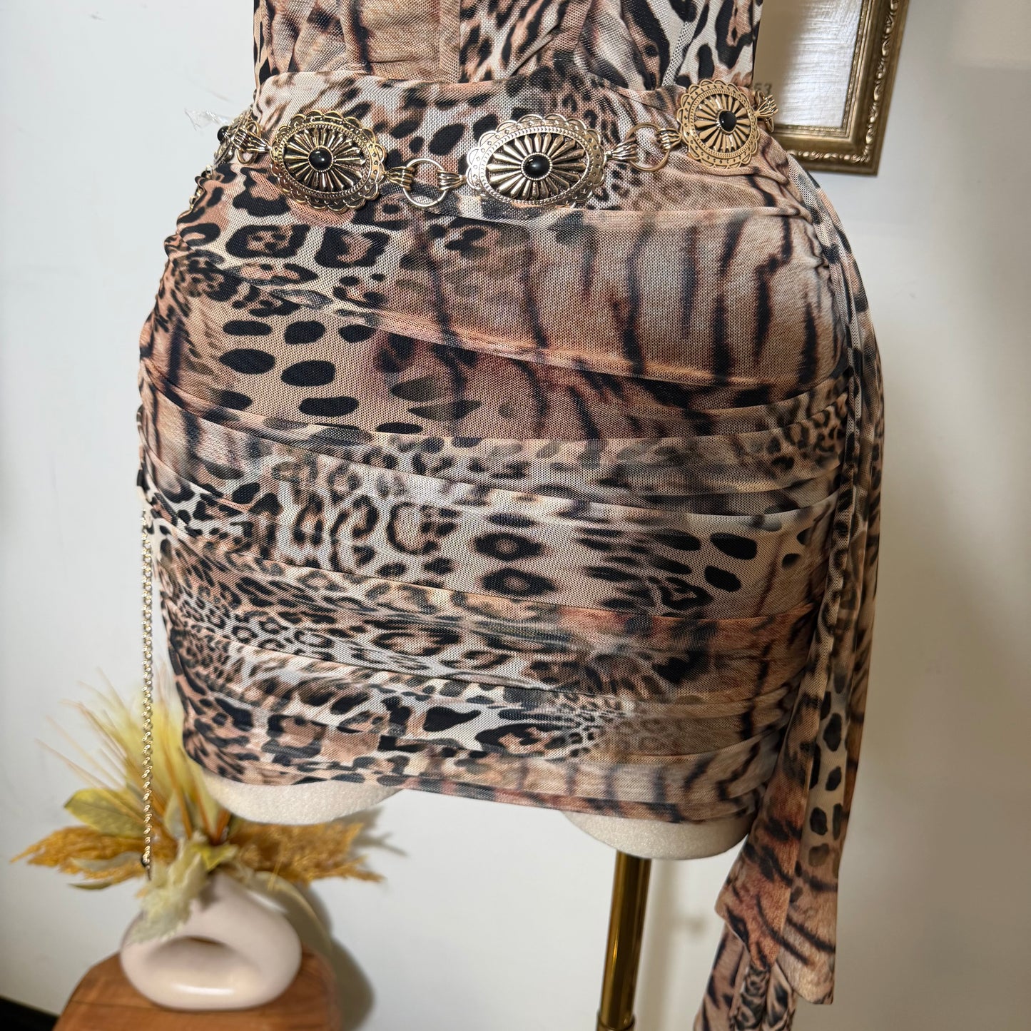Animal Print Mini Dress-Leopard