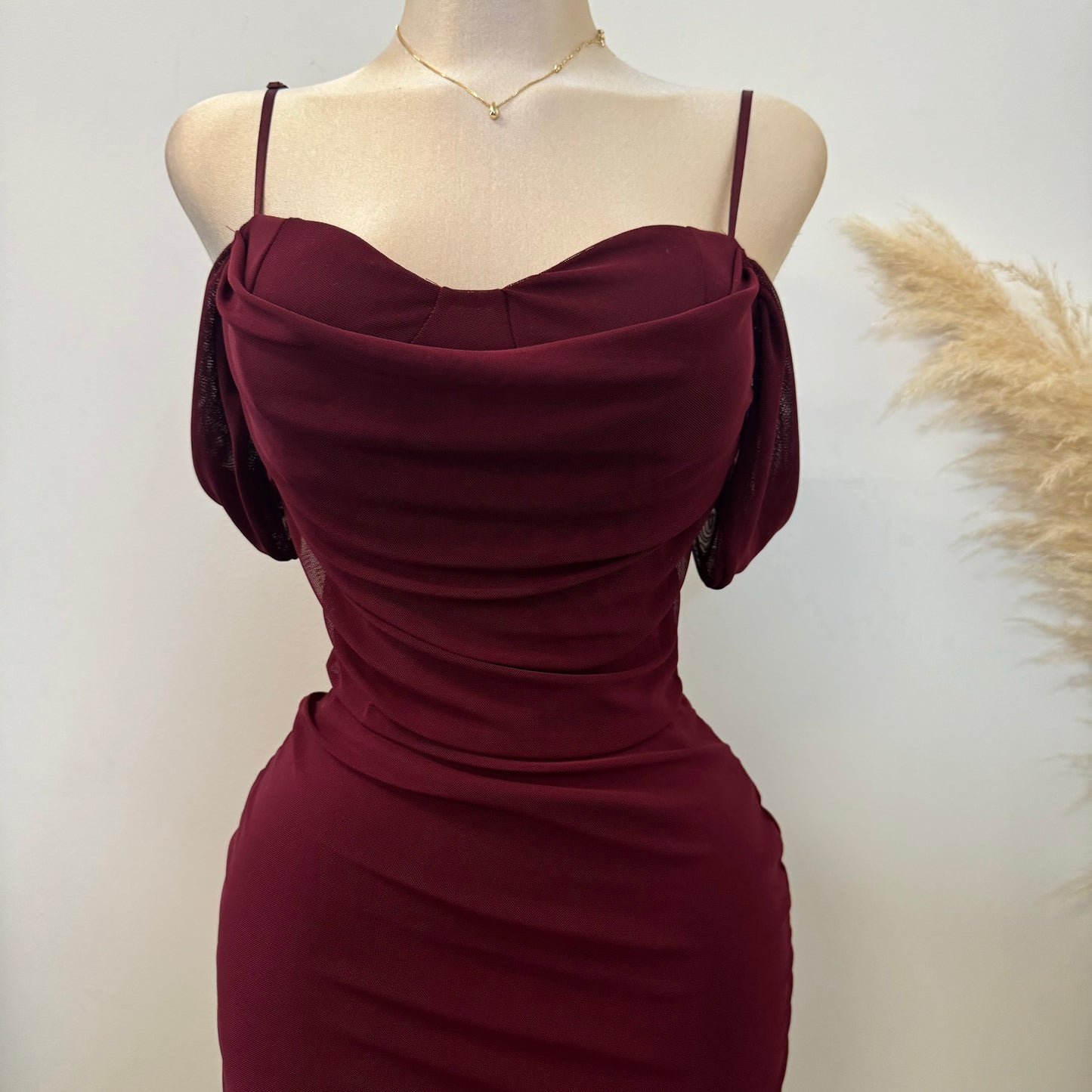 Zavala Mesh Dress-Burgundy