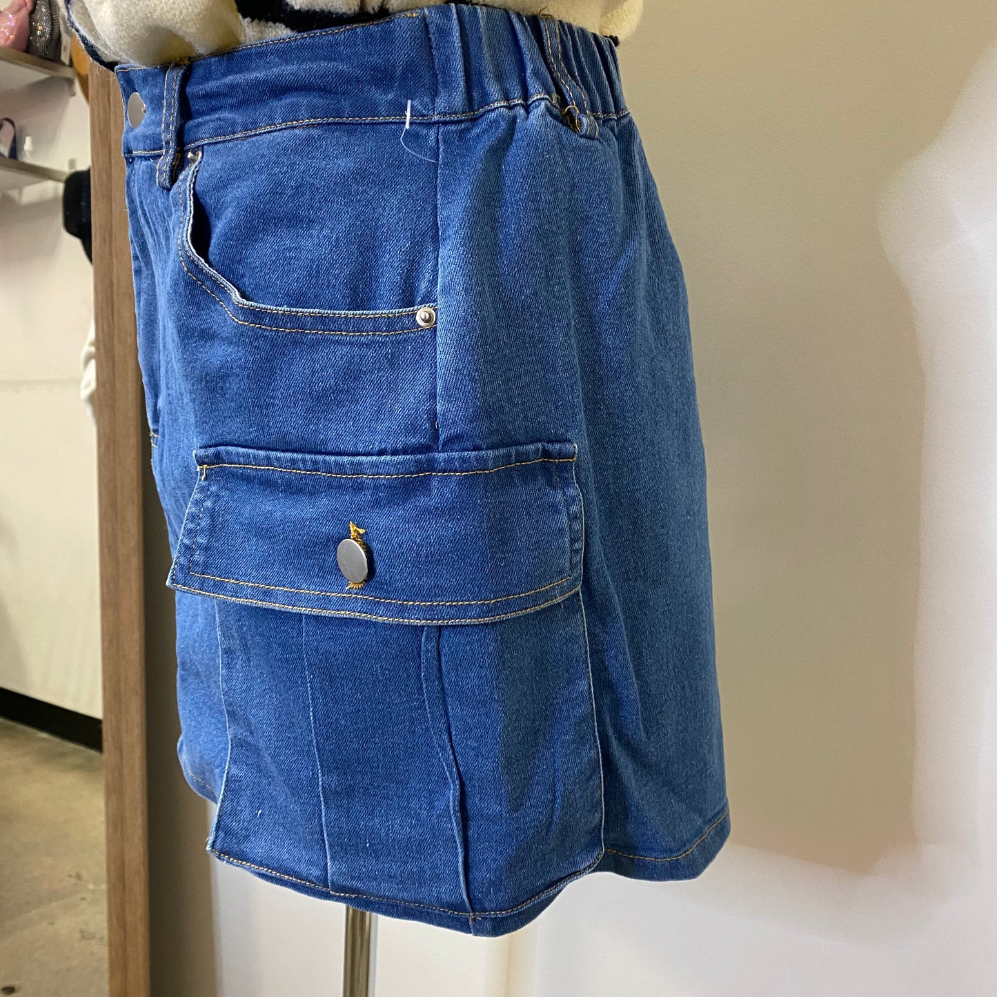 Denim Cargo Skirt -Denim