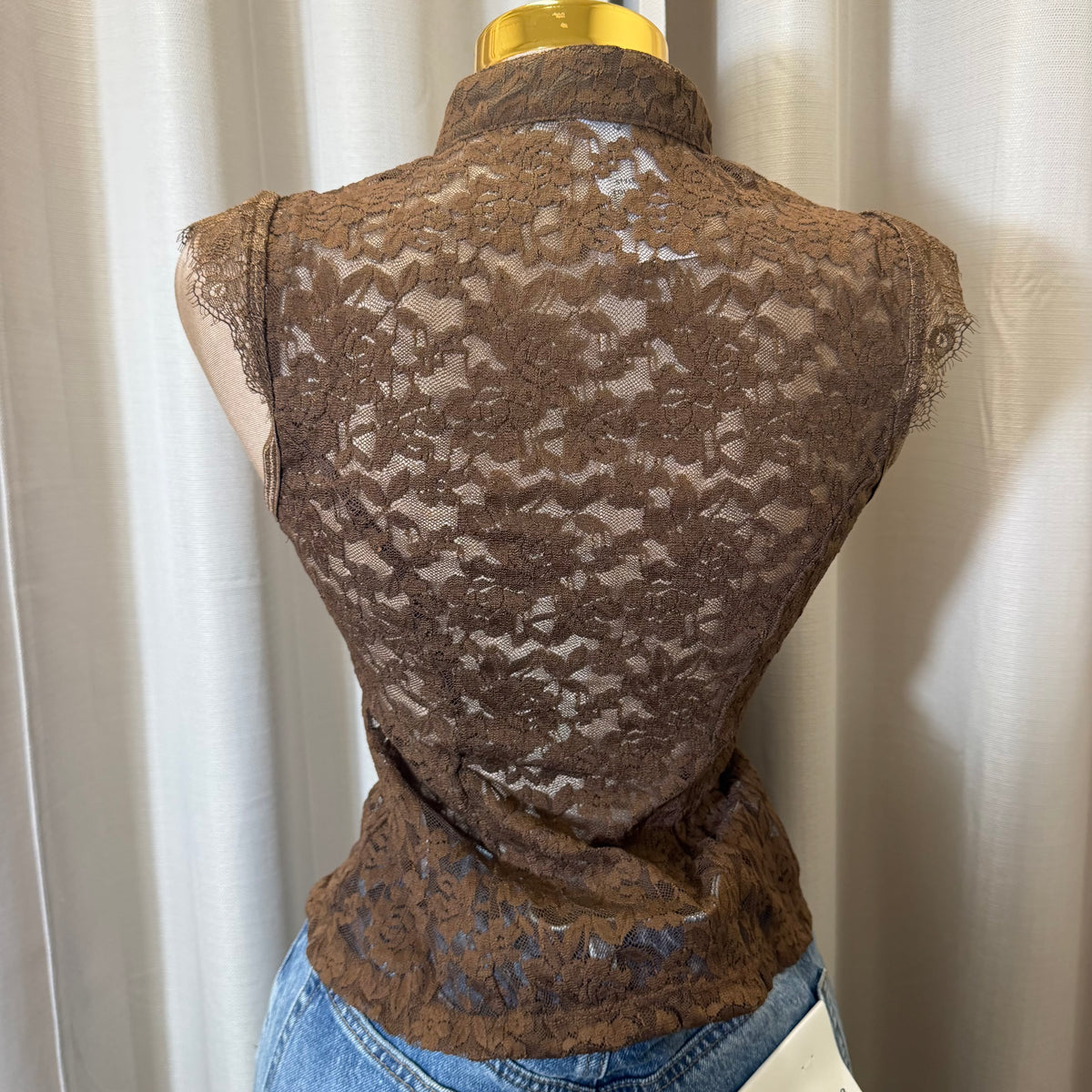 Lace Korean Top-Brown