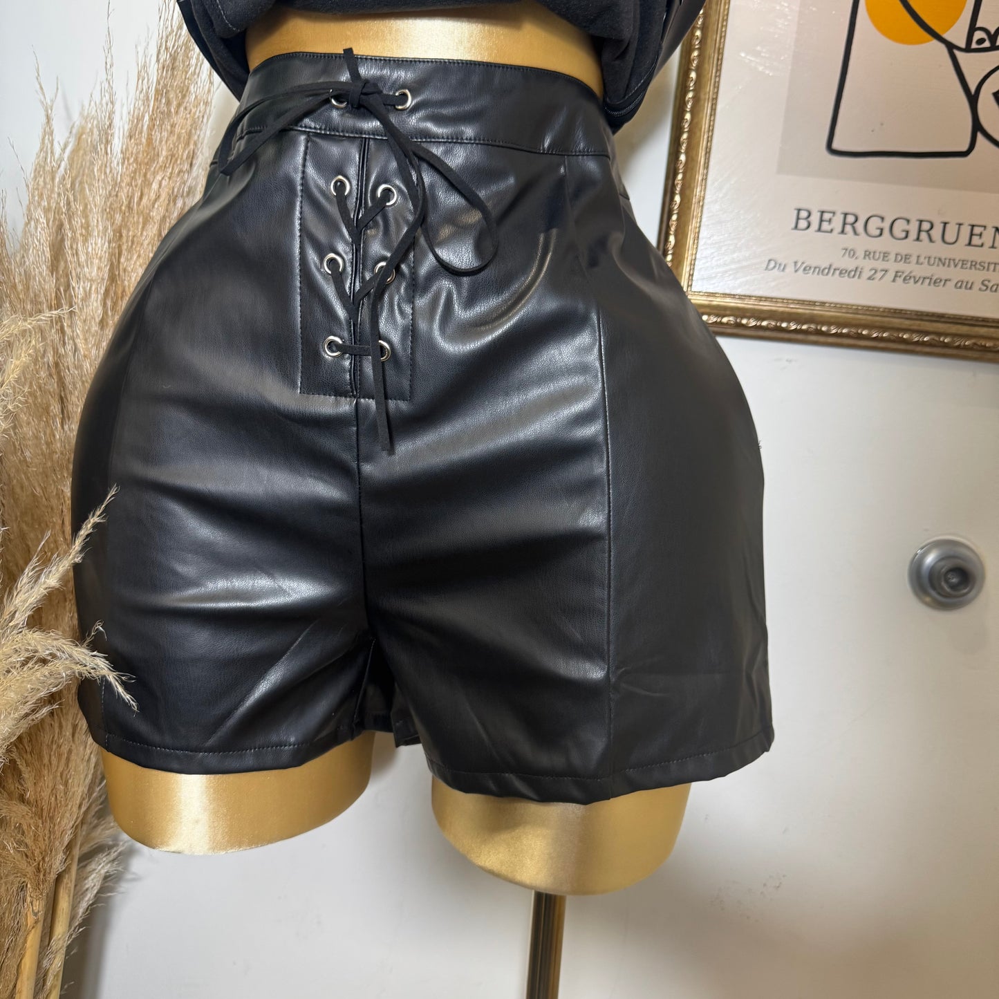 Sloane Faux Leather Shorts-Black