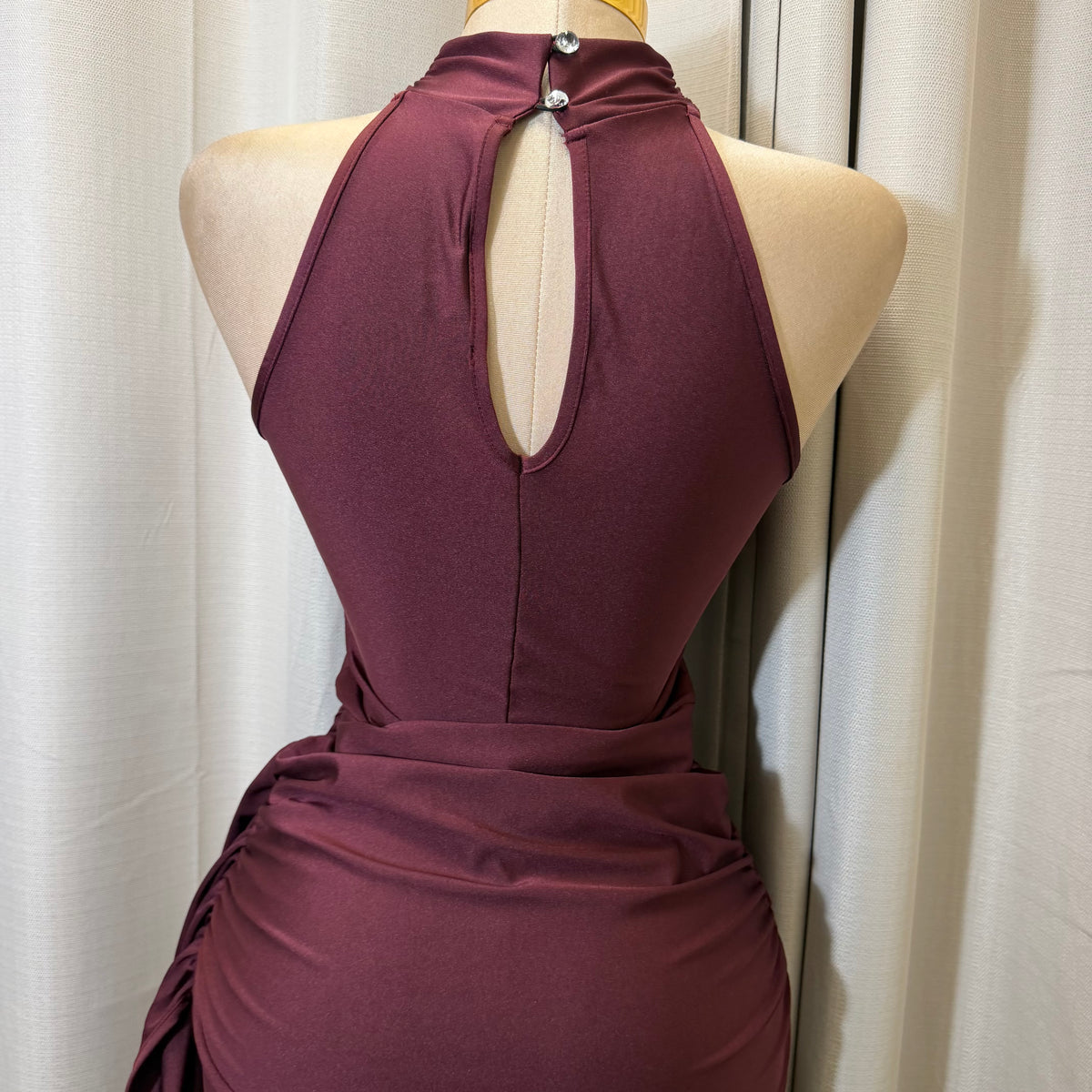 Mock Neck Capri Jumpsuit-Burgundy