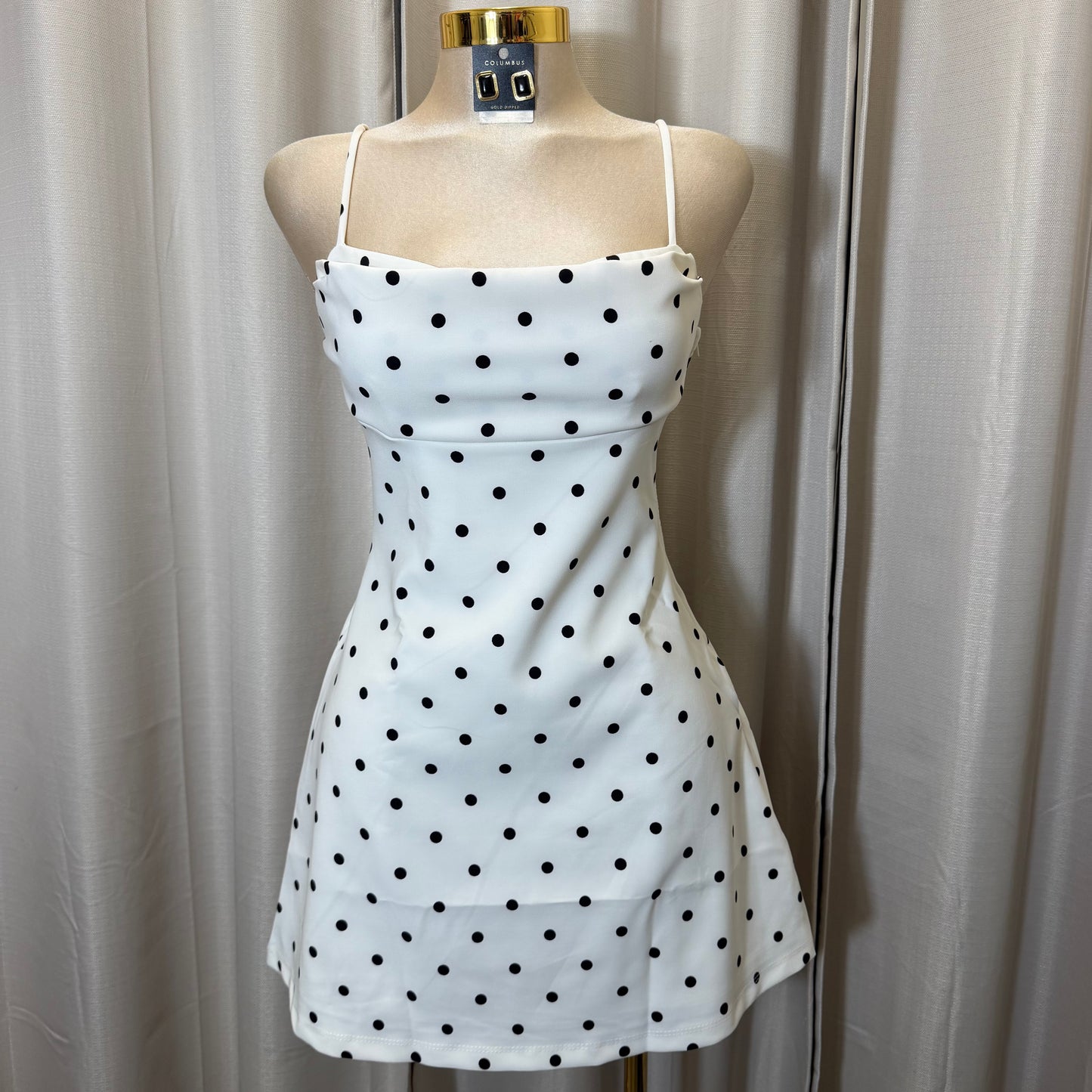 Polka Dot Mini Dress-white/Black