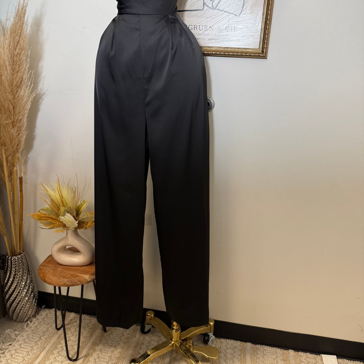 Cowl Halter Neck Wide Leg Jumpsuit-Black