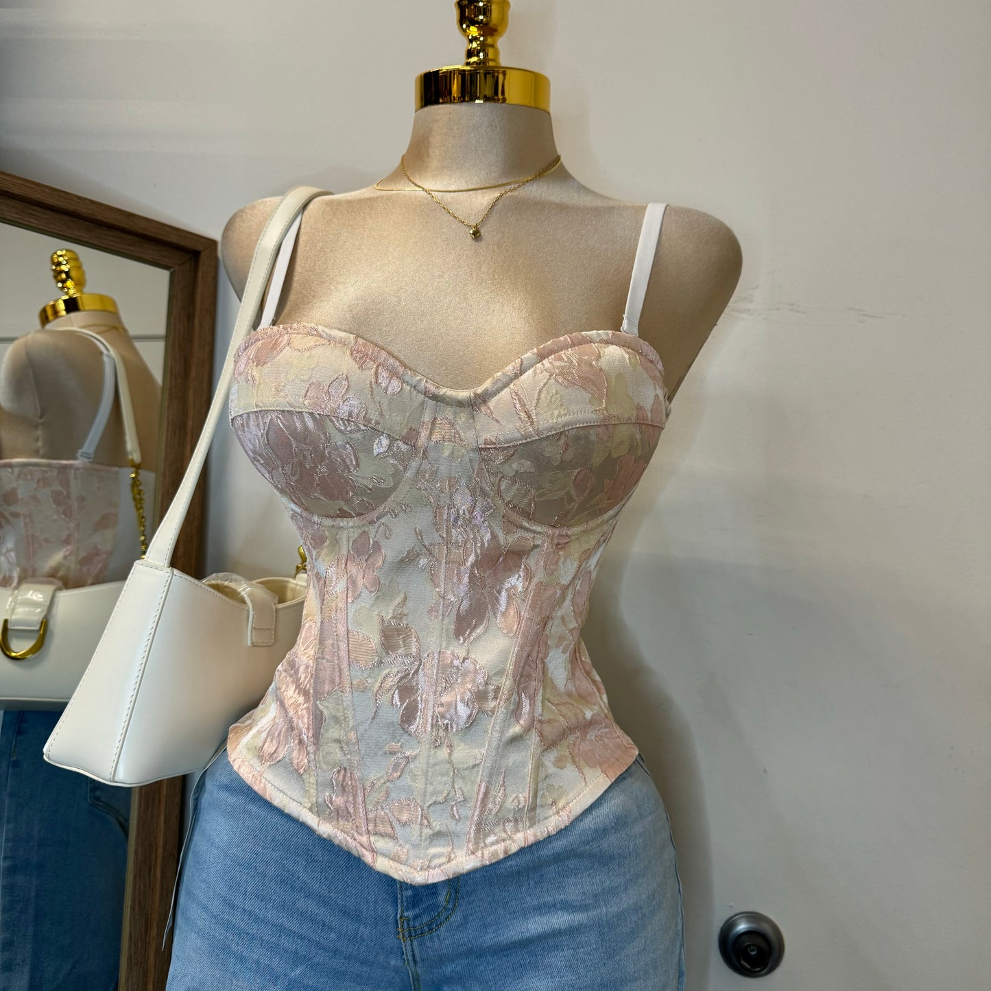 Daliahh Corset Top-white/Pink