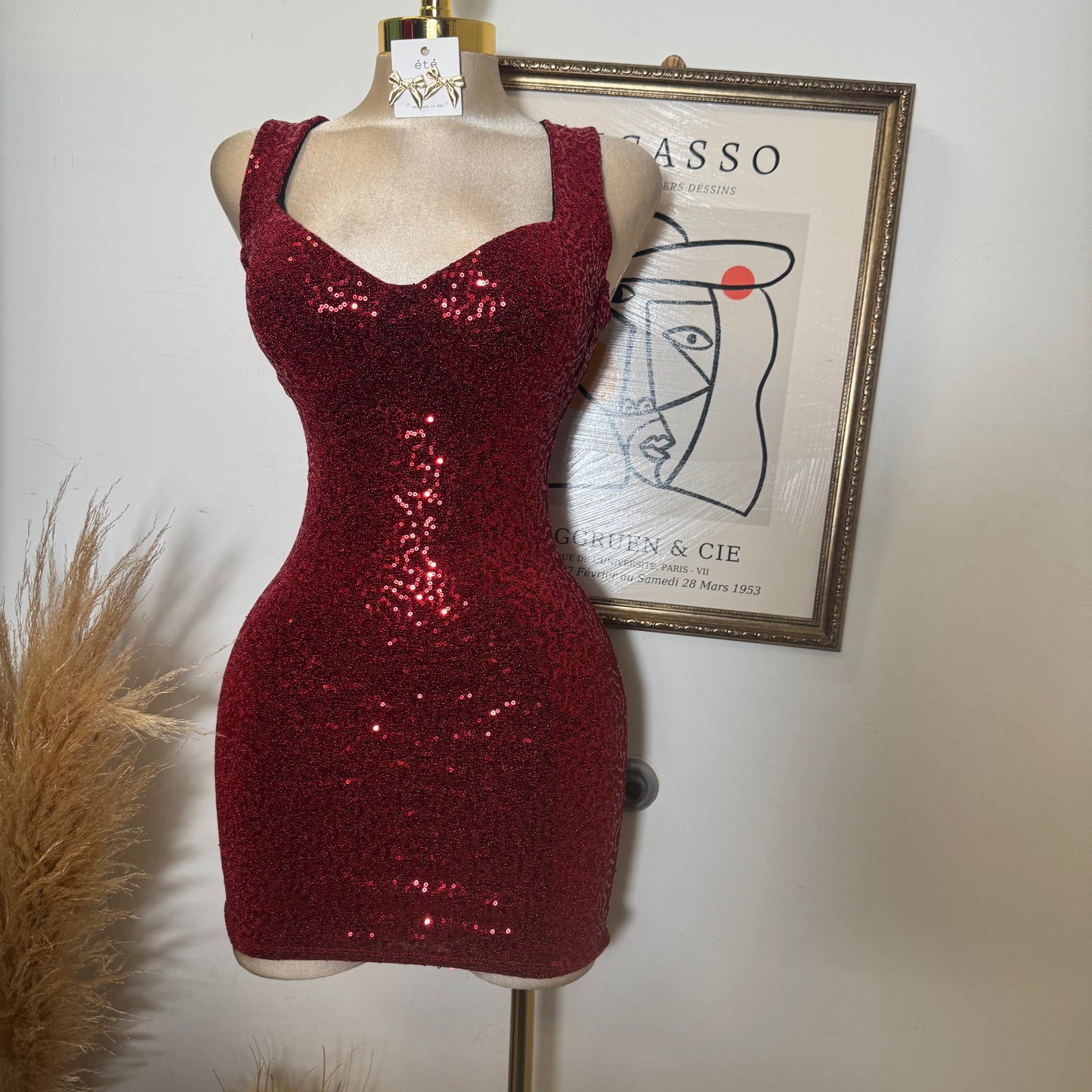 Sequin Dress-Red
