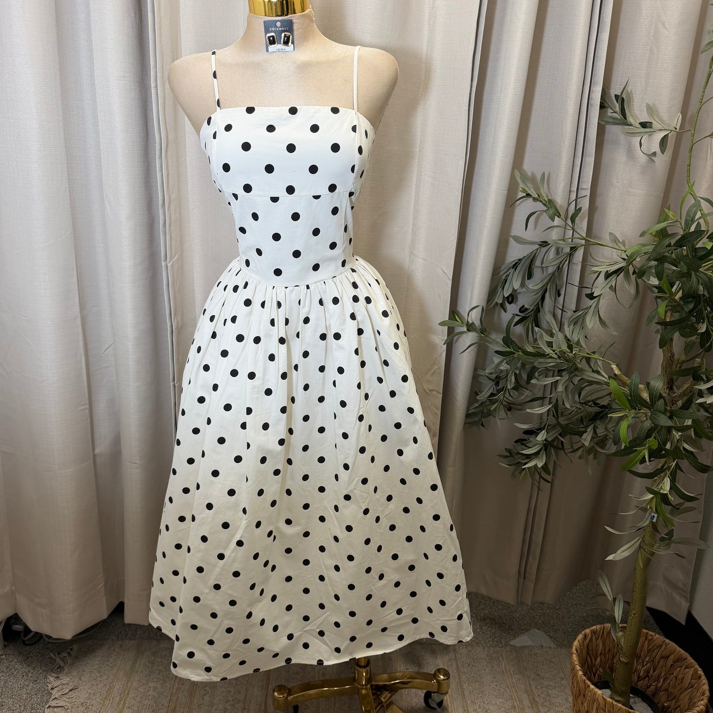 Polka Dot Corset Dress-White/Black