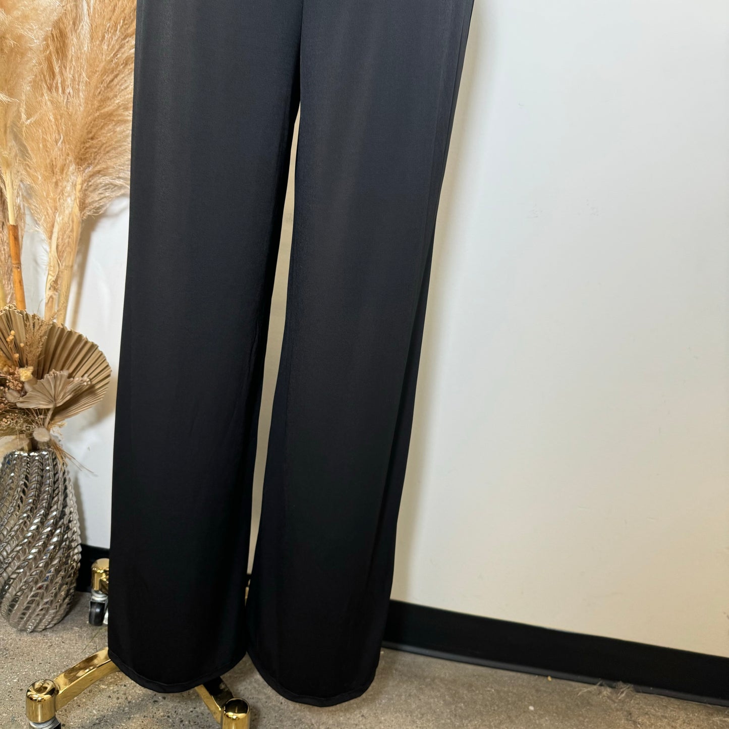 Bead Cowl Neck Halter Jumpsuit-Black