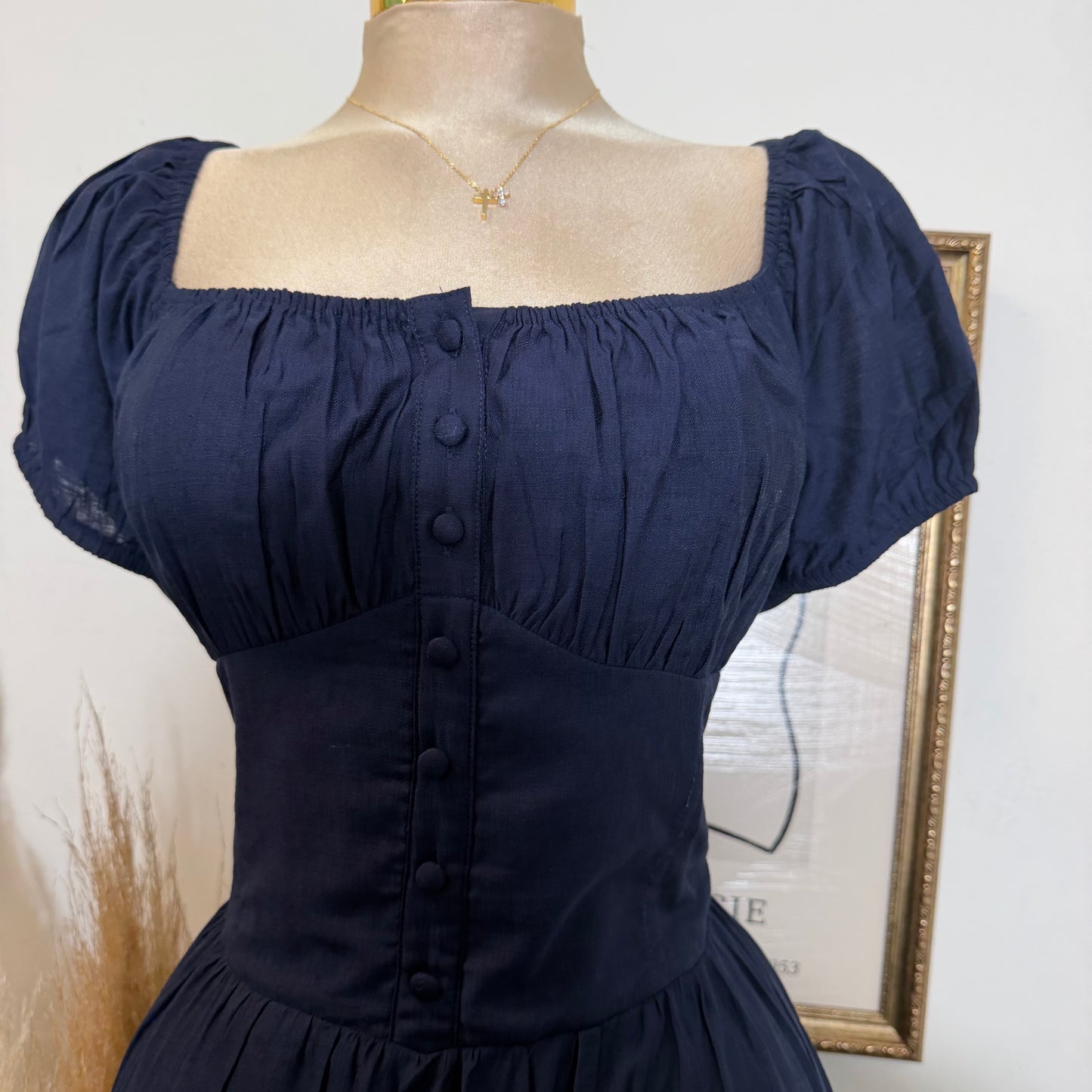 Corset Maxi Dress-Navy