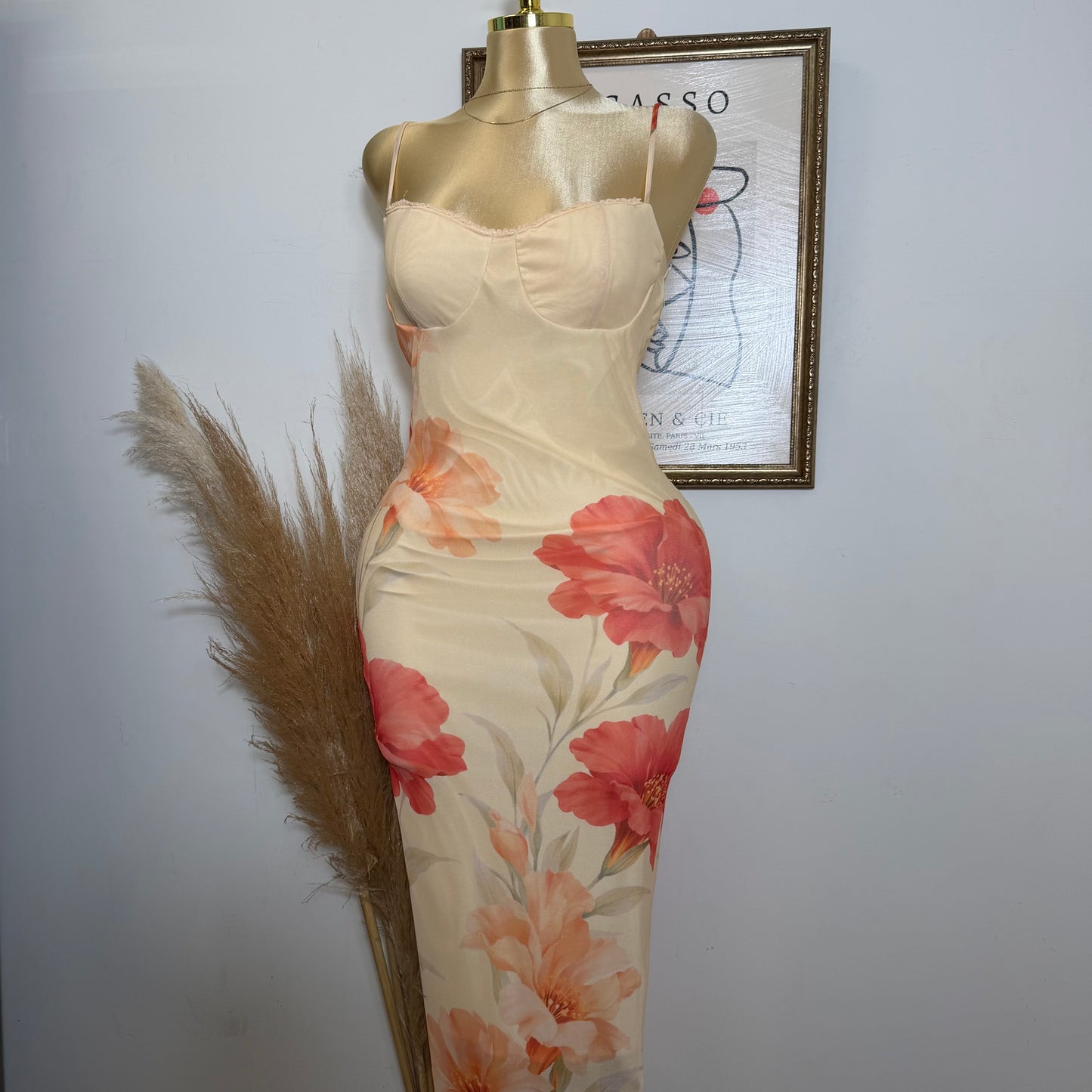 PL-Mesh Flower Strapless-Yellow